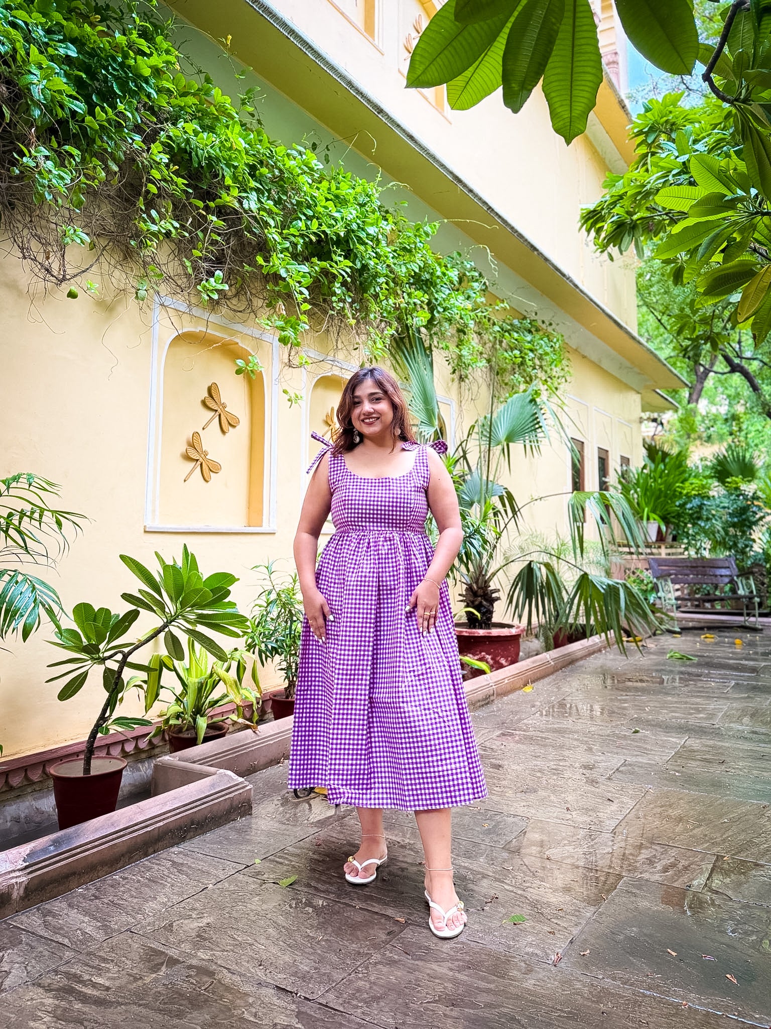 Purple Gingham Biscoff Dress