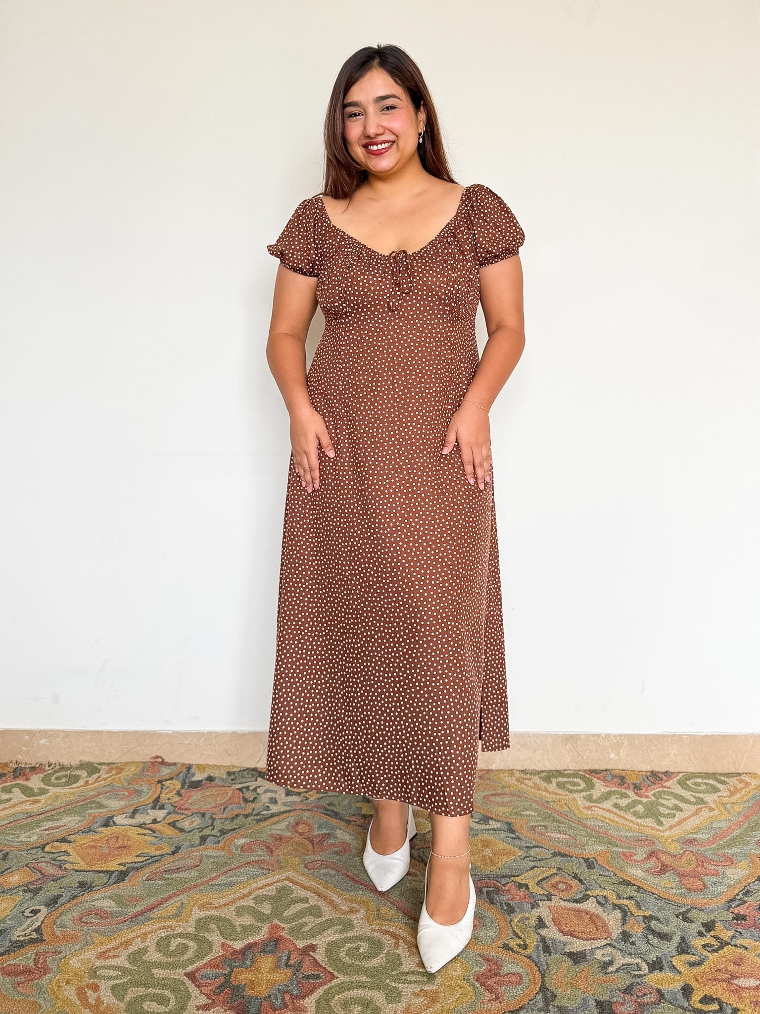Brown Polka Elodie Dress