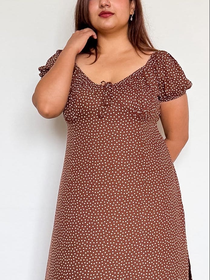 Brown Polka Elodie Dress