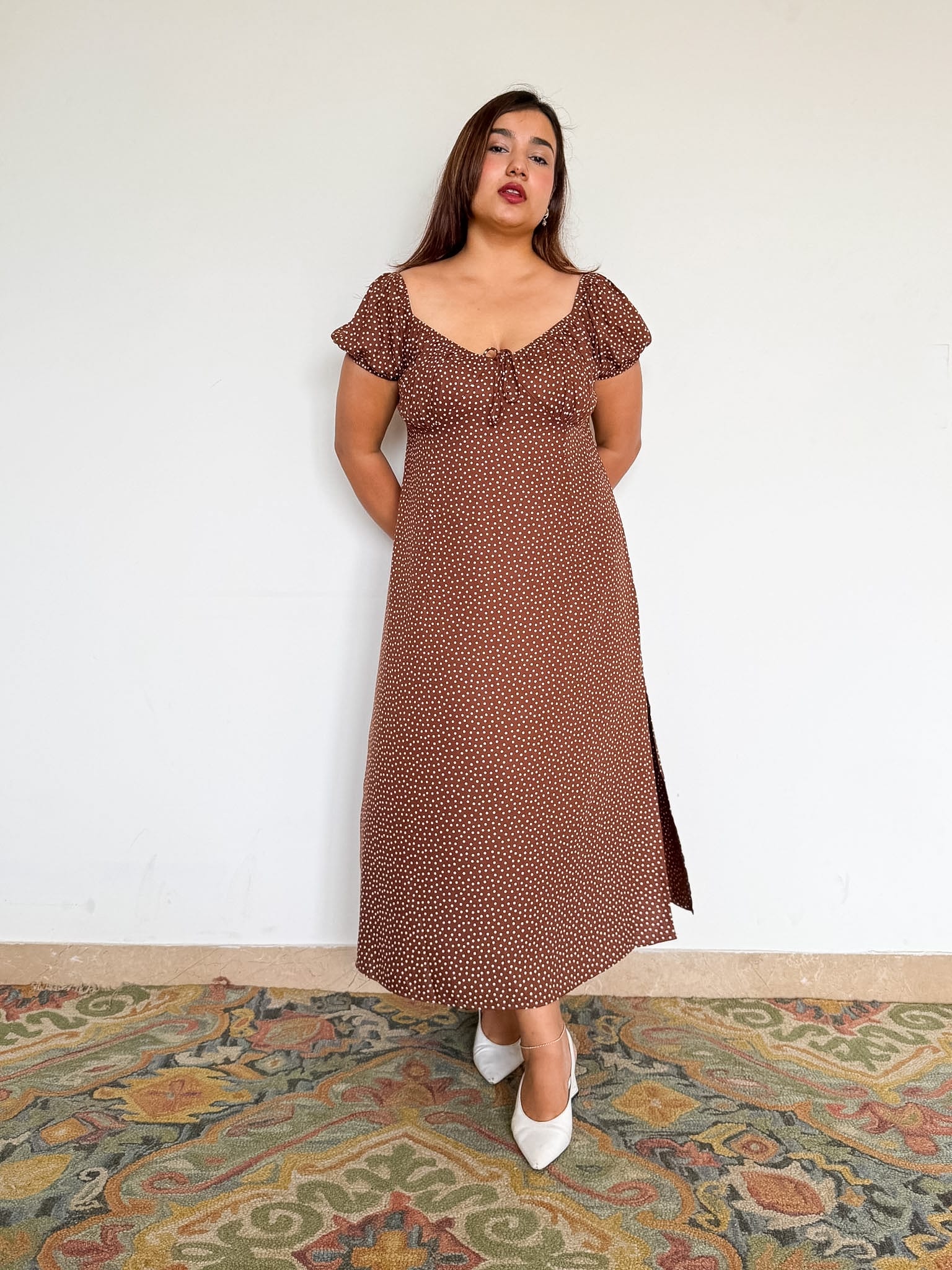 Brown Polka Elodie Dress