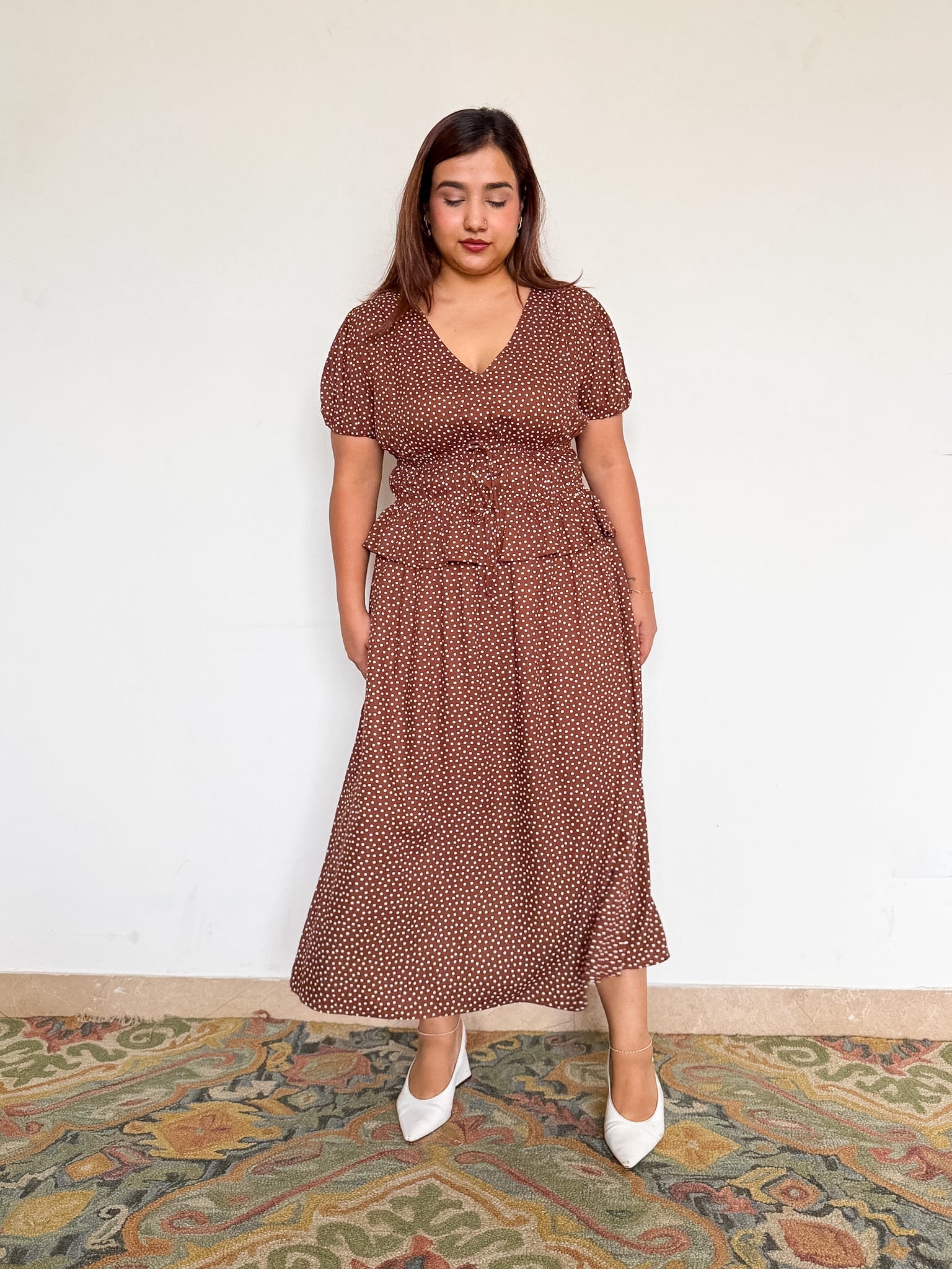 Brown Polka Cosima Dress