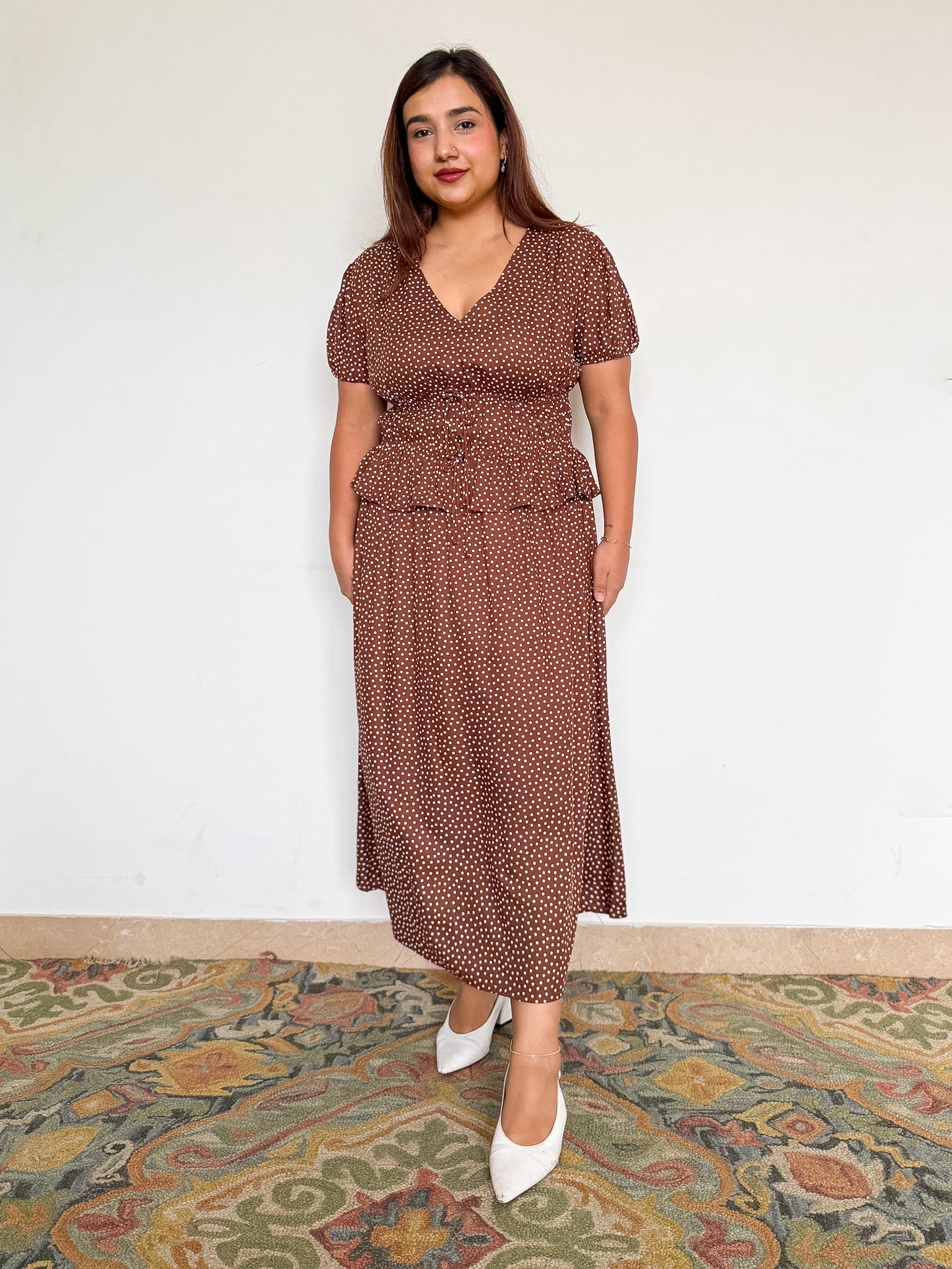 Brown Polka Cosima Dress