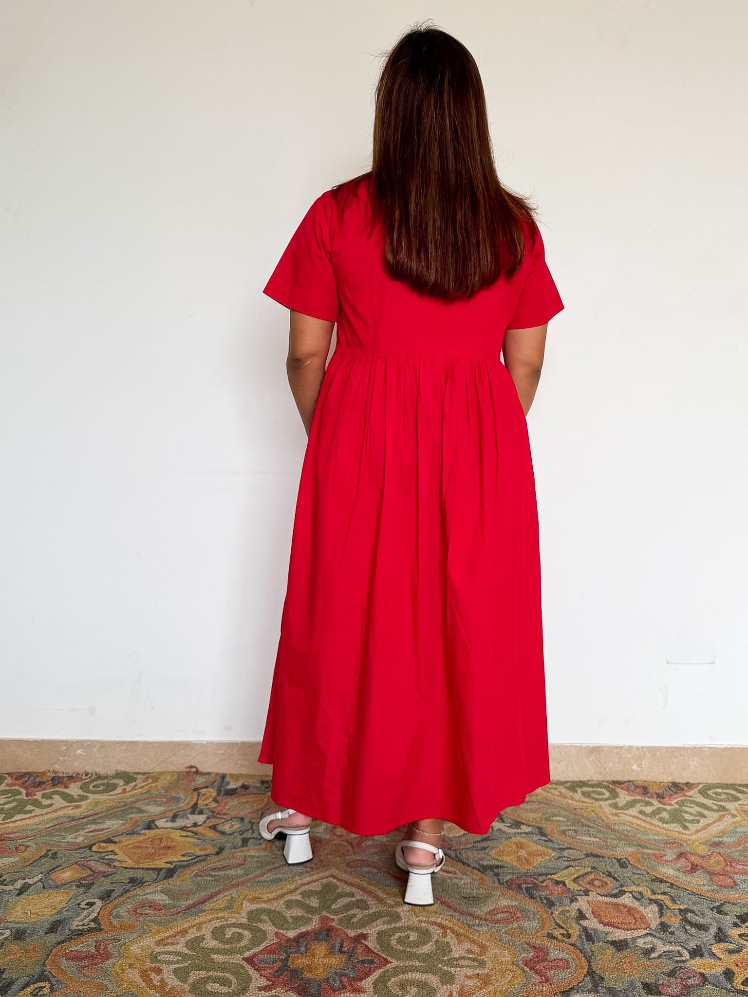 Nysa Pintuck Pleated Midi Dress