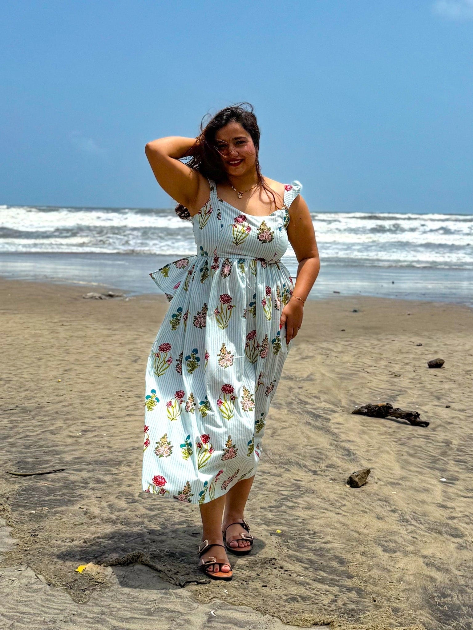 Peacock Back Tie Dress