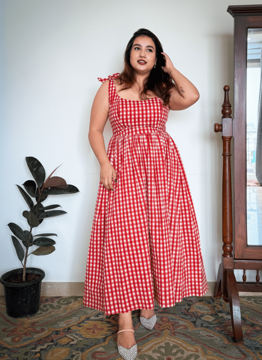 Red Gingham Biscoff Dress