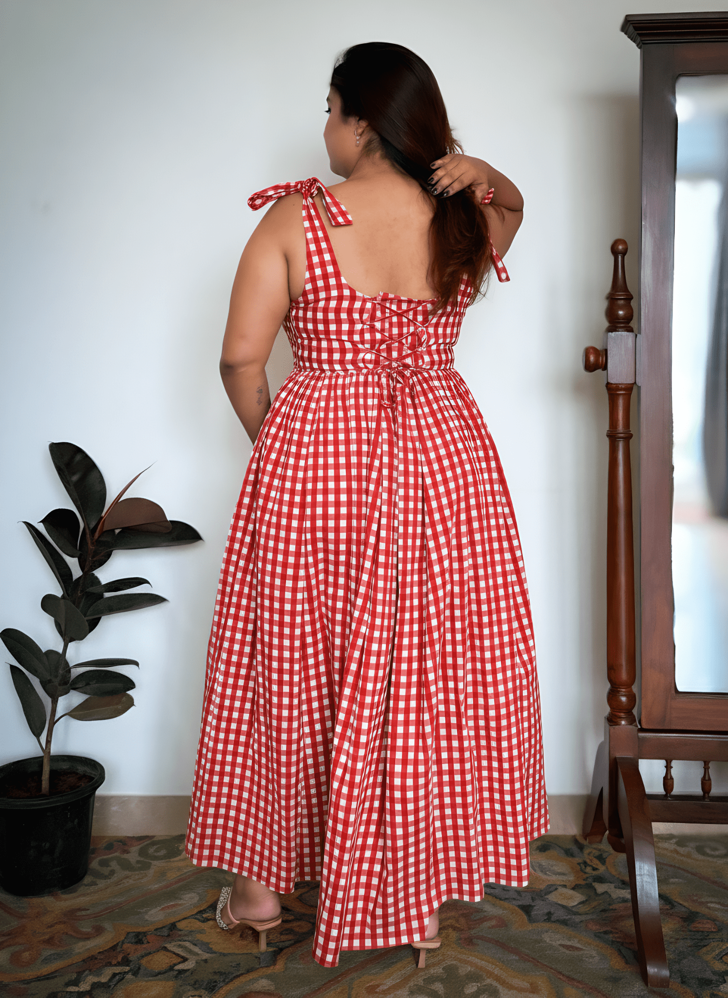 Red Gingham Biscoff Dress