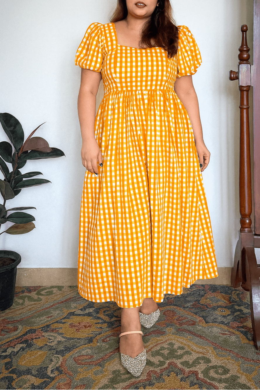 Sleeved Yellow Biscoff Dress
