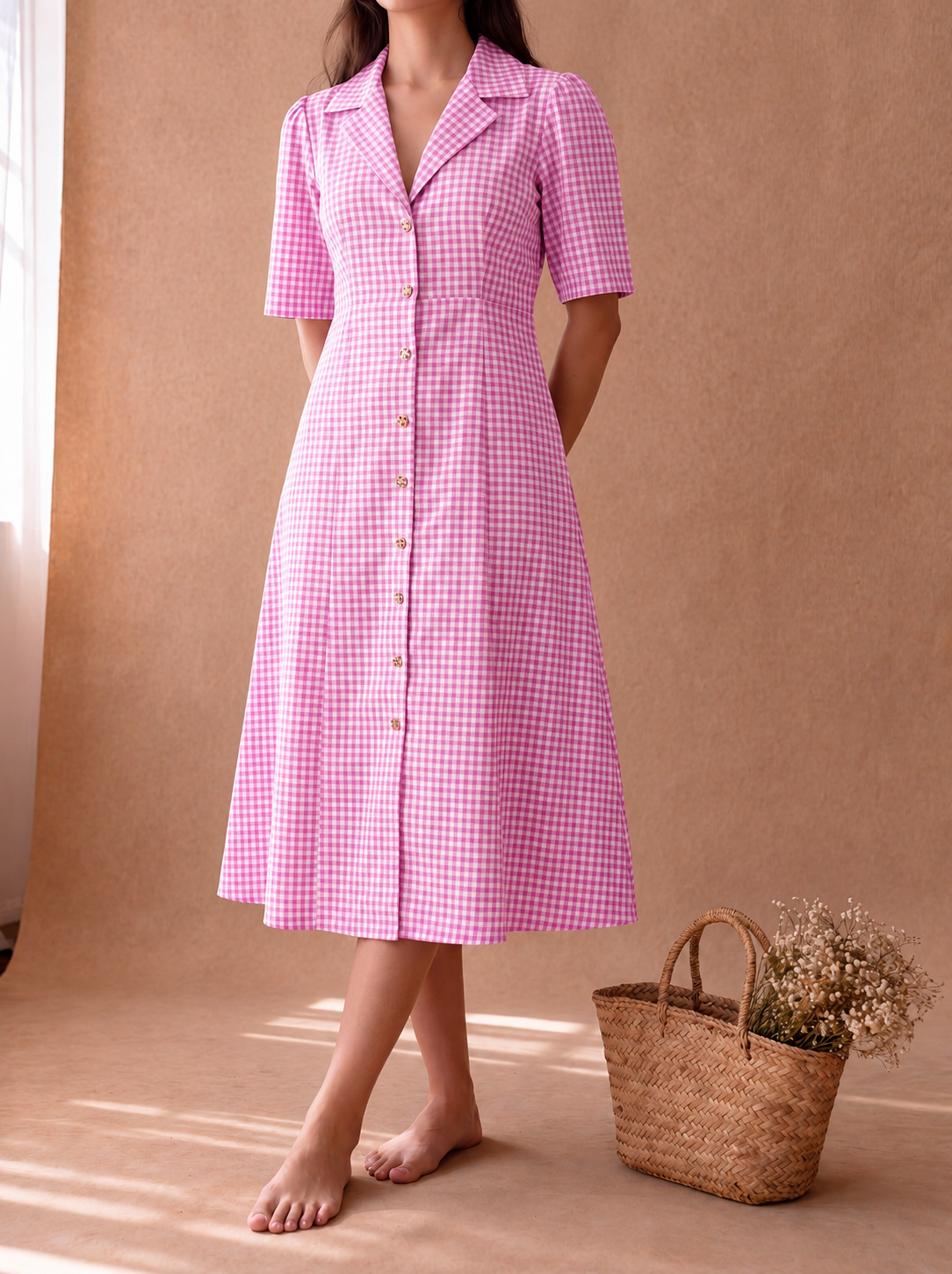 Pink Gingham Taffy Dress