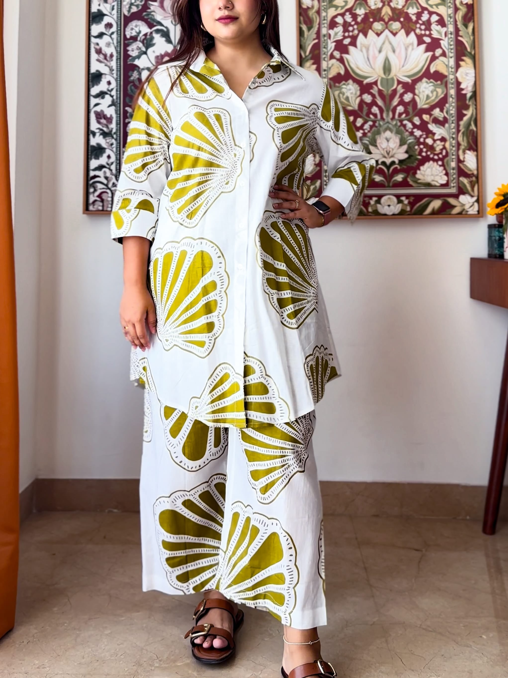 Olive Seashell Long Cassie Set