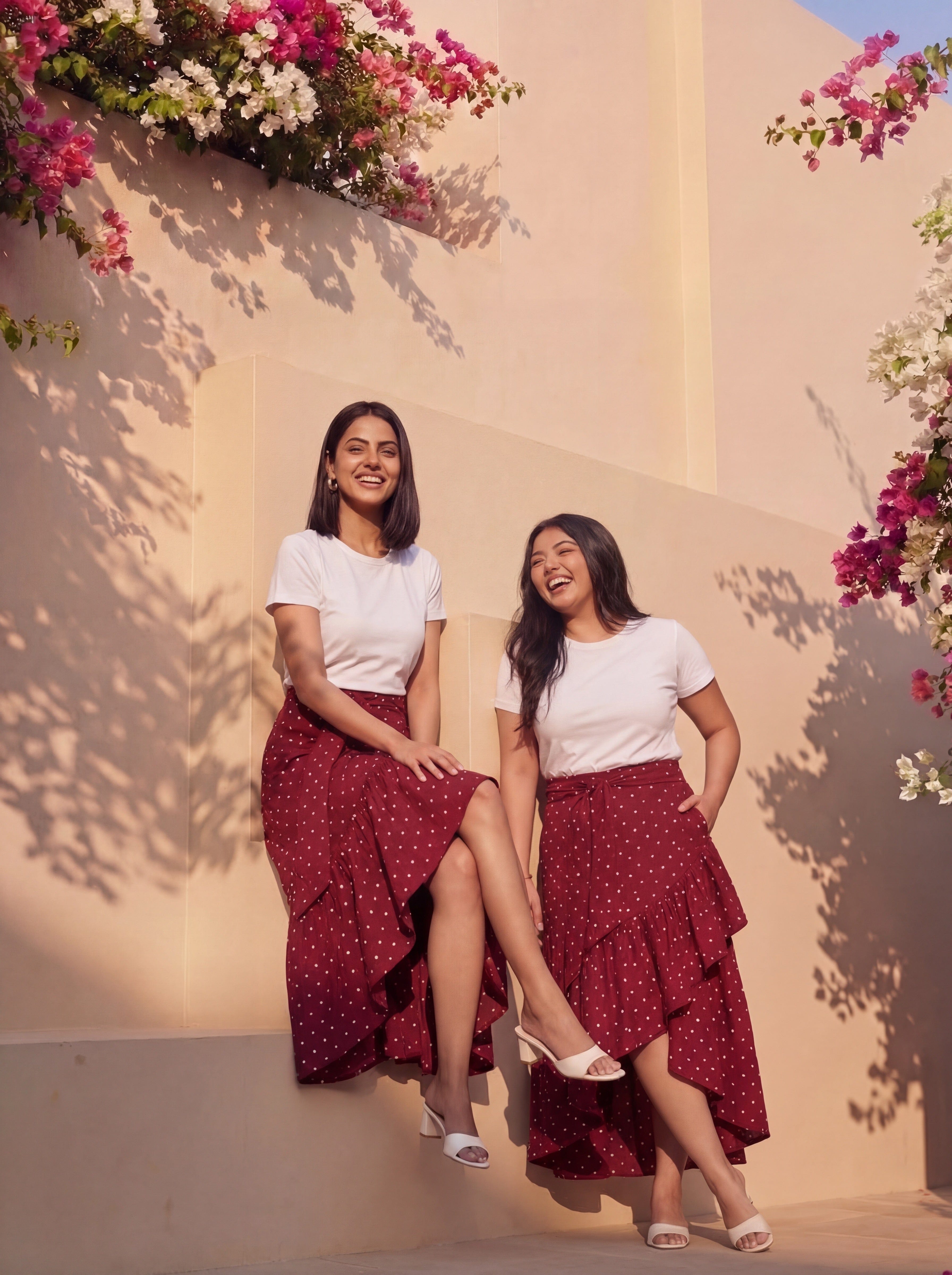 Maroon Polka Ciao Skirt