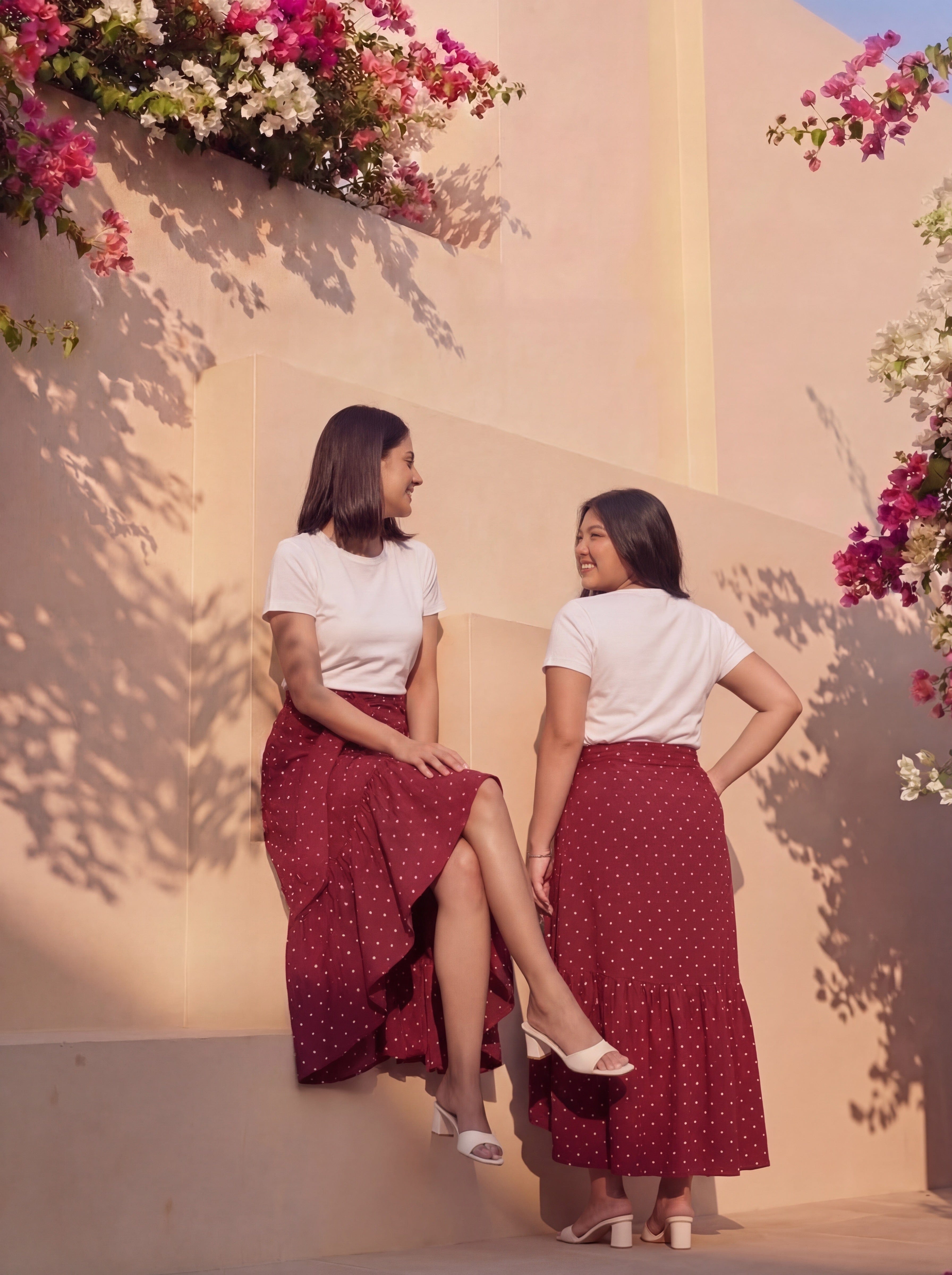 Maroon Polka Ciao Skirt