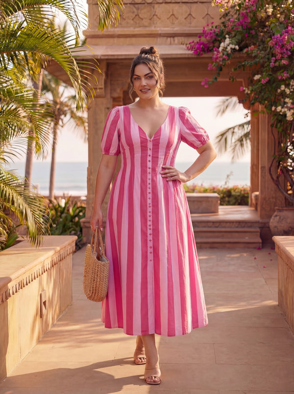 Pink Stripes Happy Place Dress