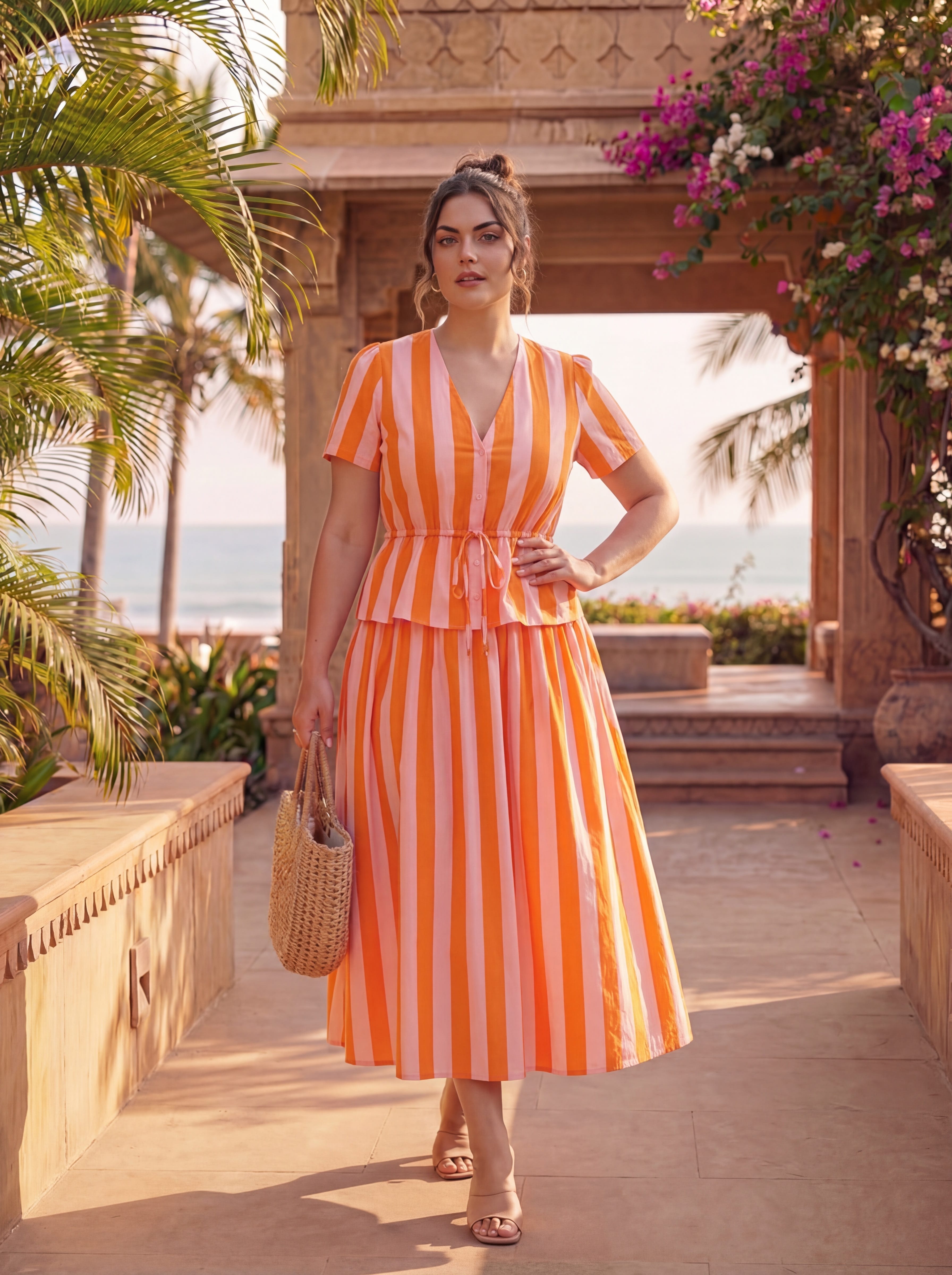 Peach Striped Weekend Away Co-ord Set