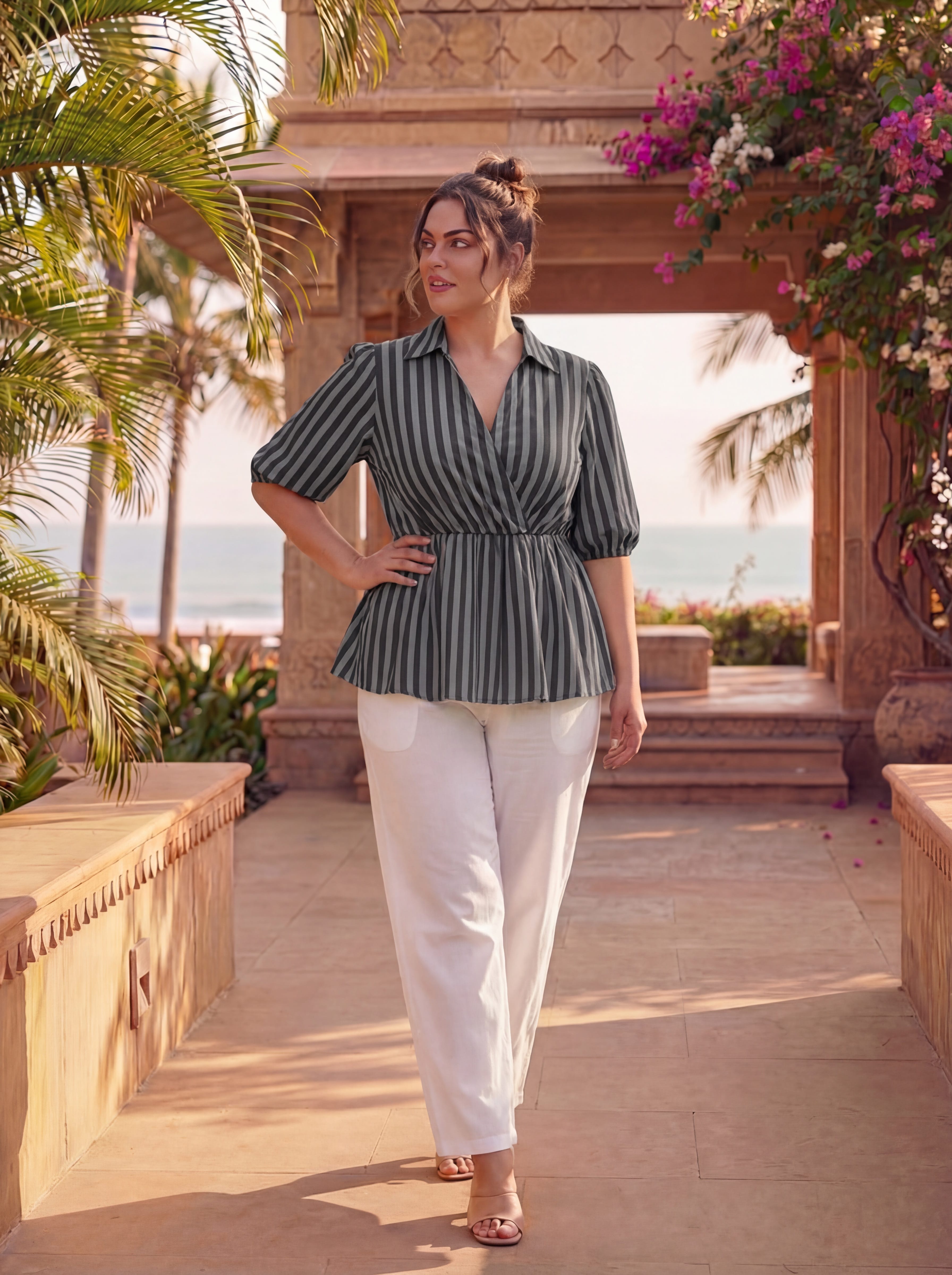 Grey Stripes Easy Breeze Top