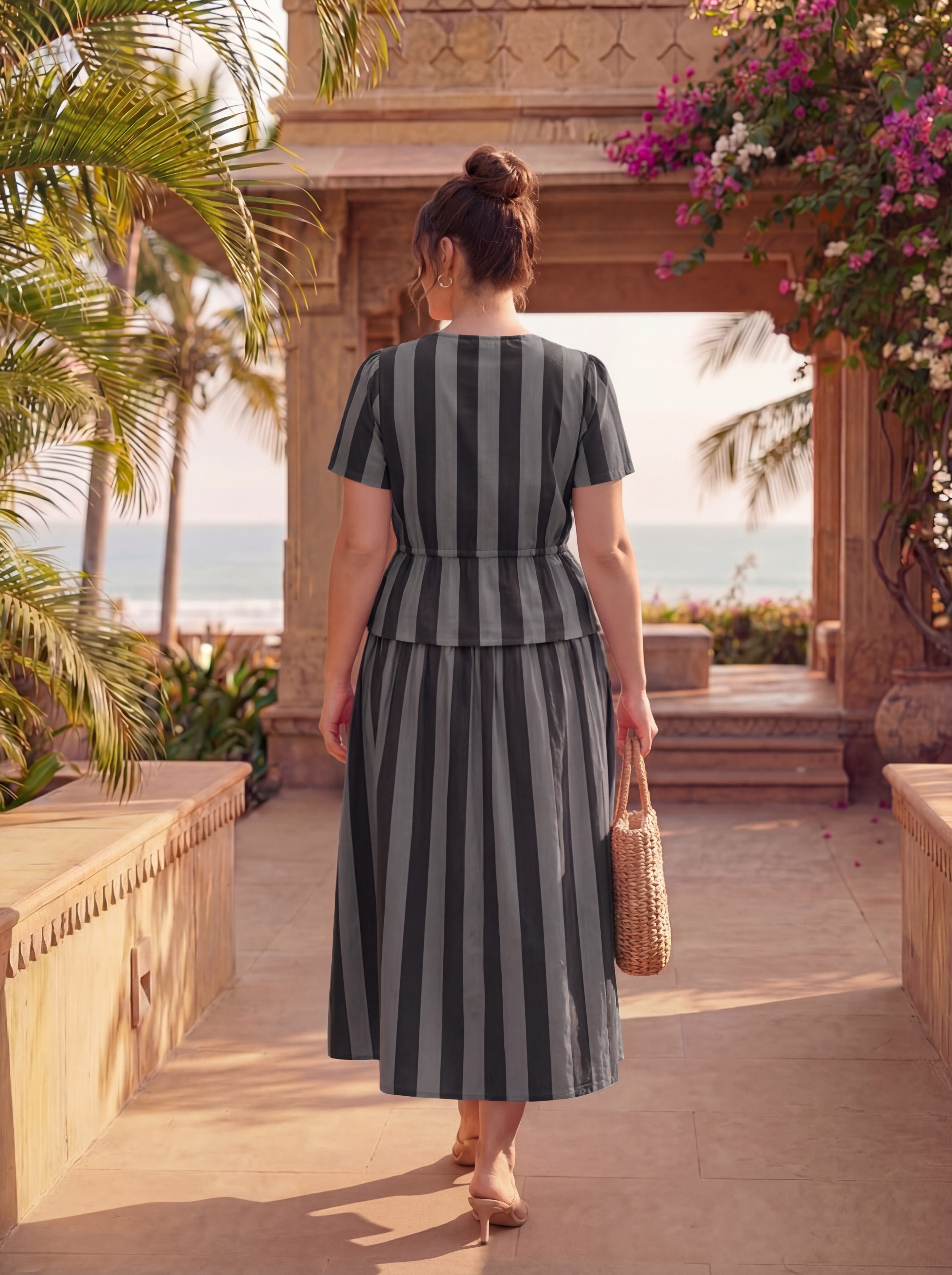 Grey Striped Weekend Away Co-ord Set