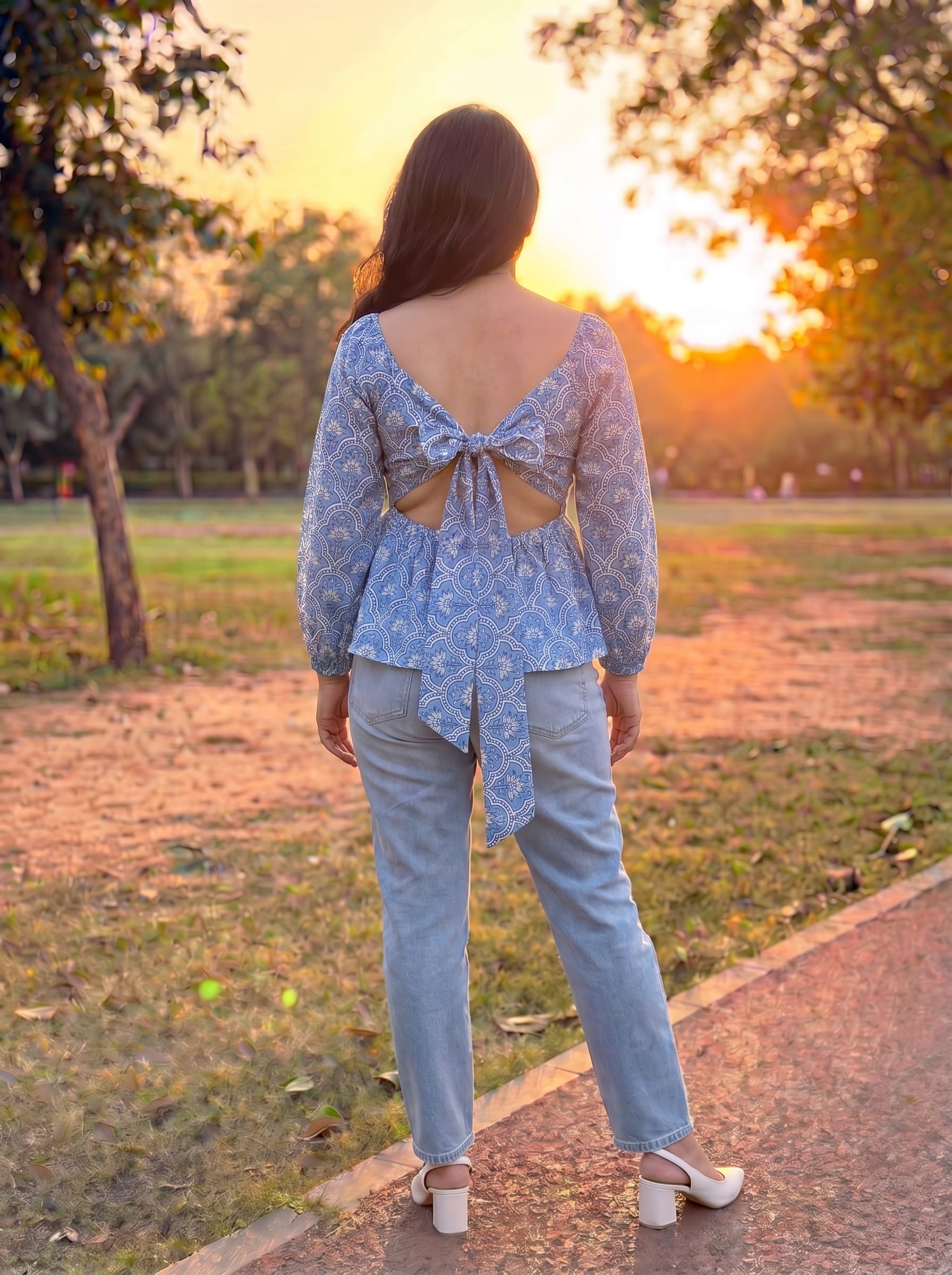 Periwinkle Rachel Back Tie Top