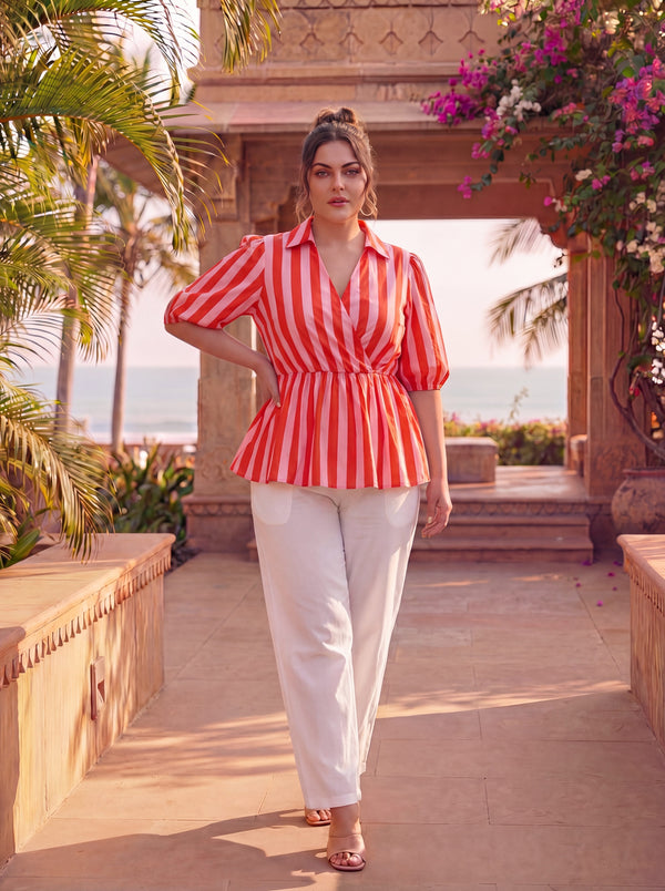 Peach Stripes Easy Breeze Top