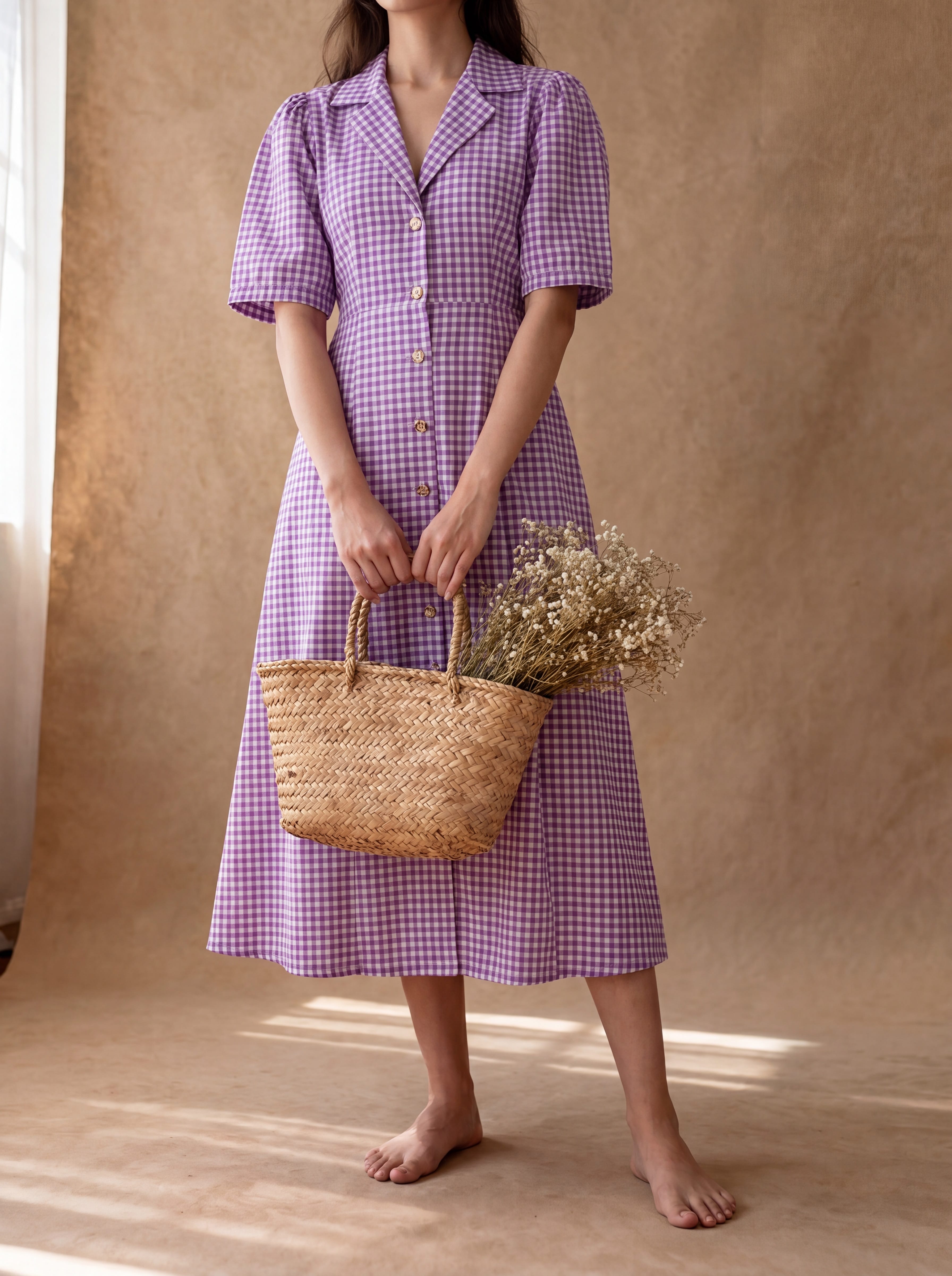 Purple Gingham Taffy Dress