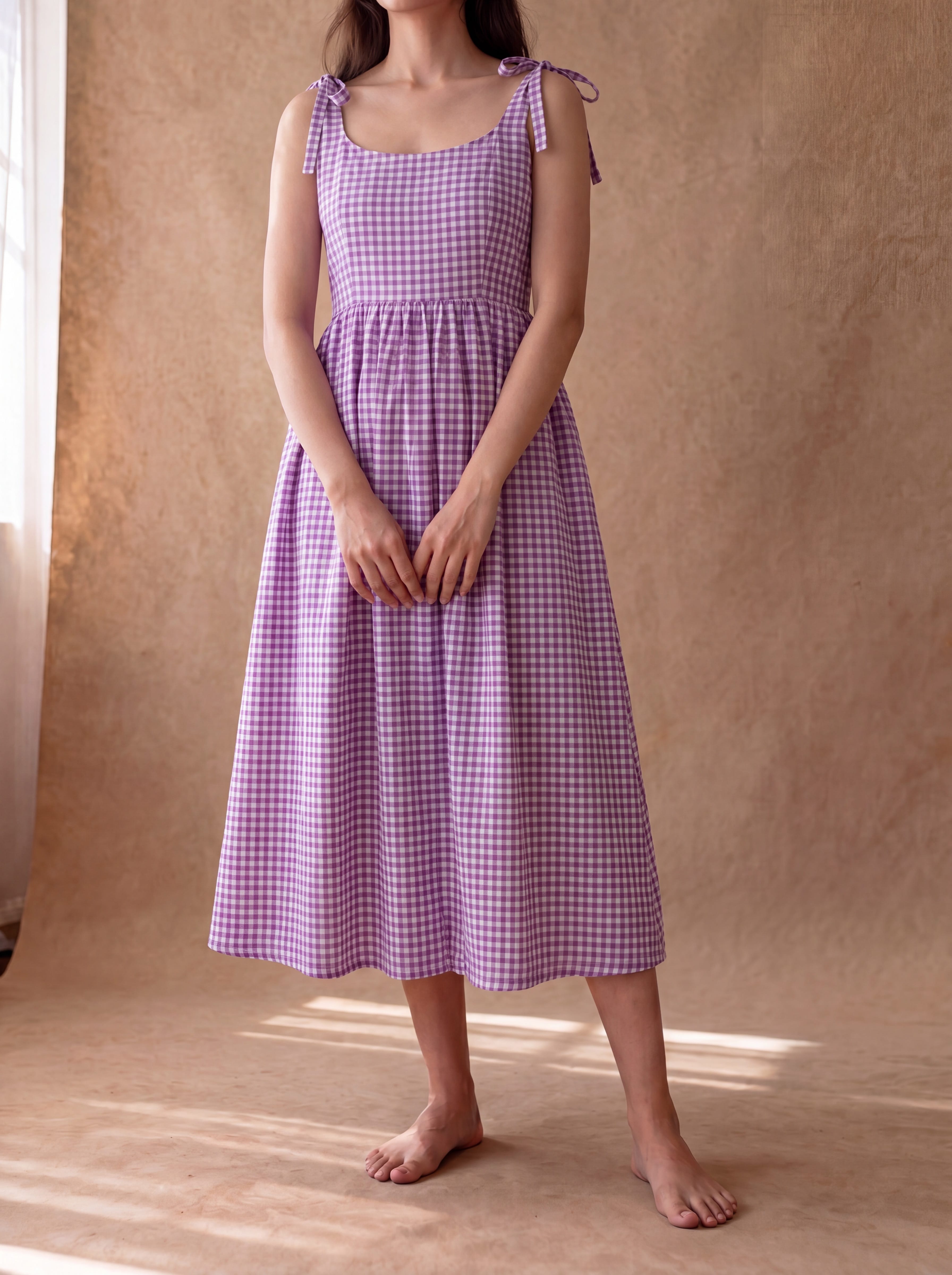 Purple Gingham Biscoff Dress