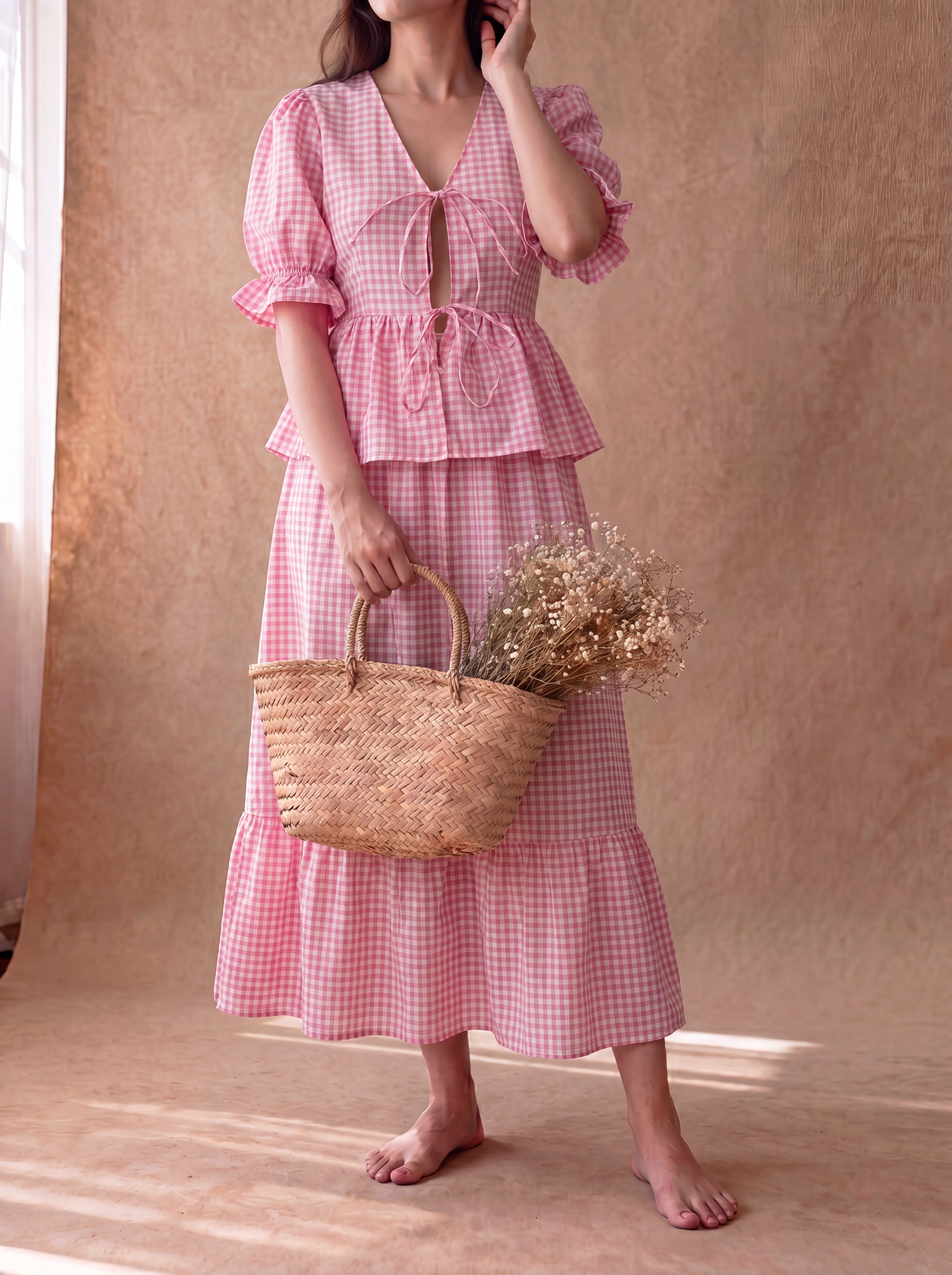 Pink Gingham Sunny Set
