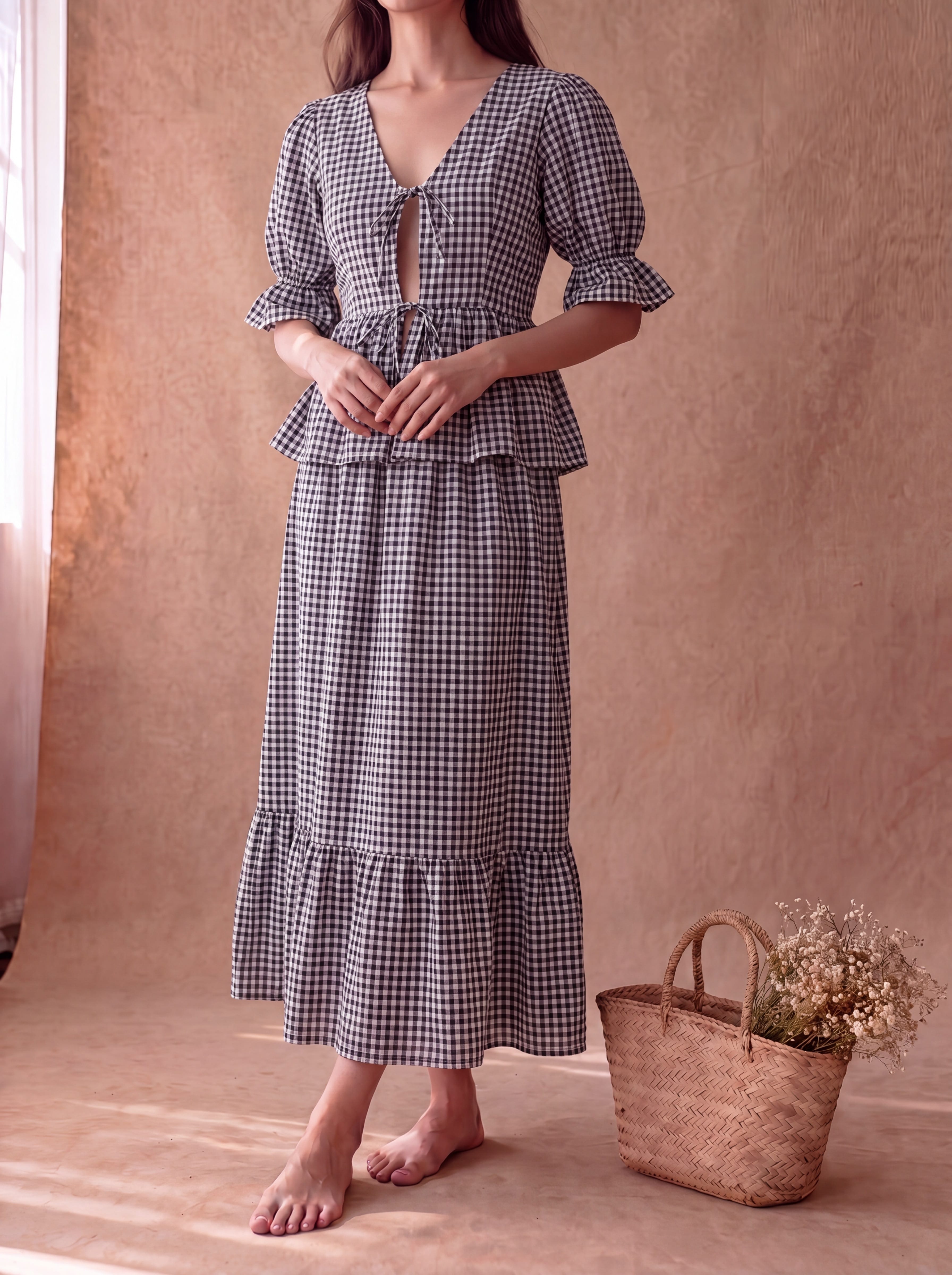 Black Gingham Sunny Set