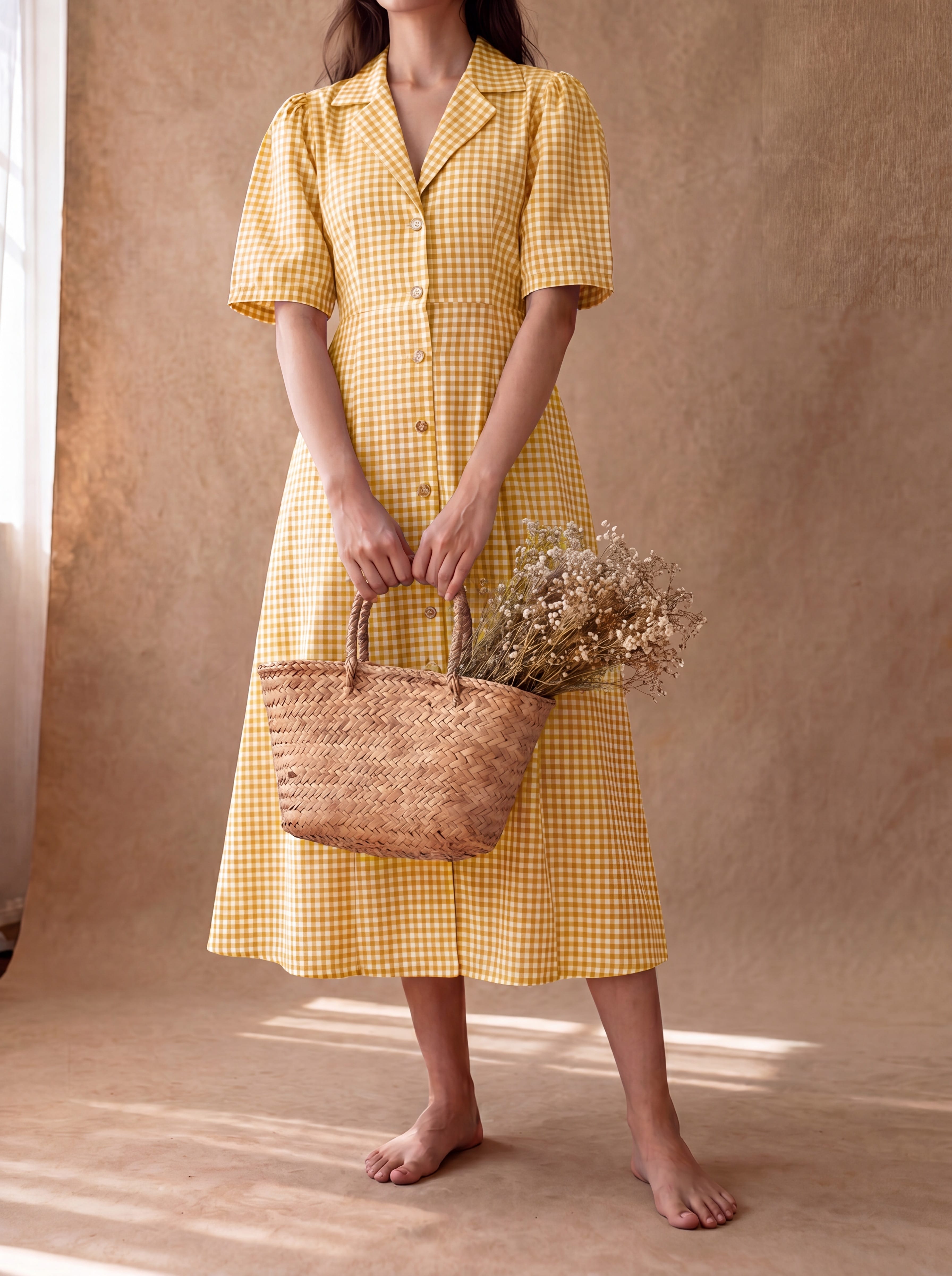 Yellow Gingham Taffy Dress