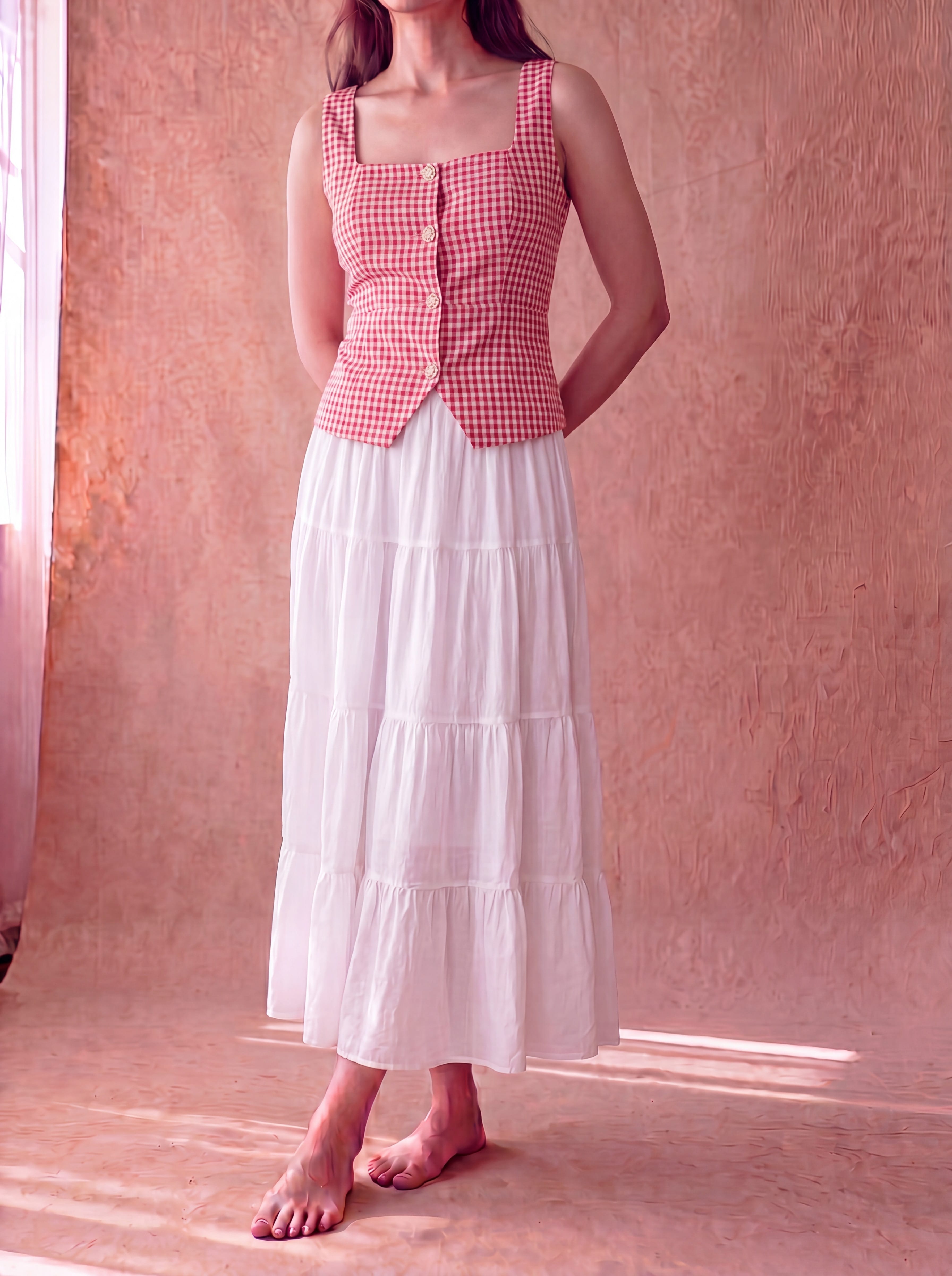 Red Gingham Athena Top