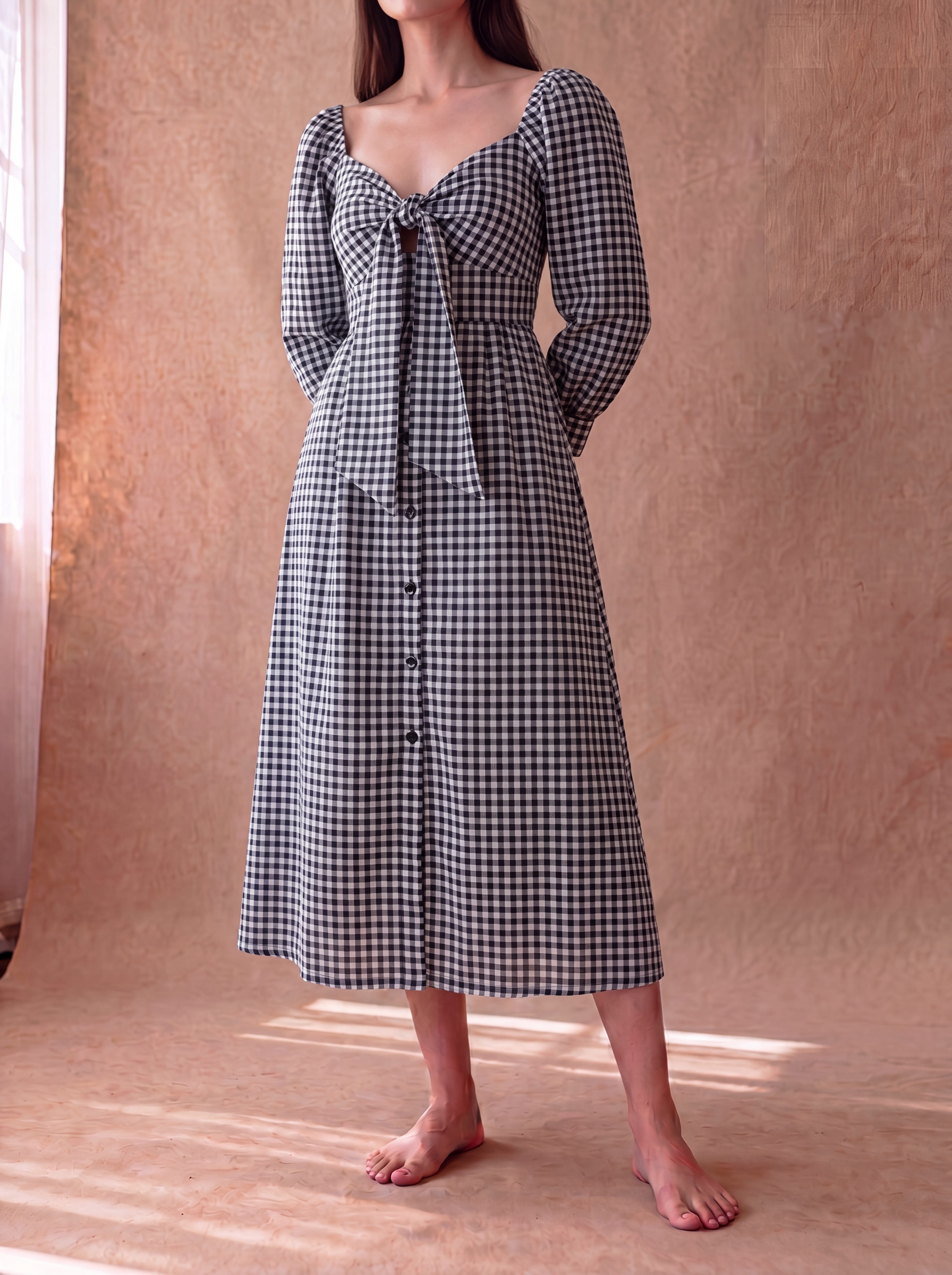 Black Gingham Lemonade Dress