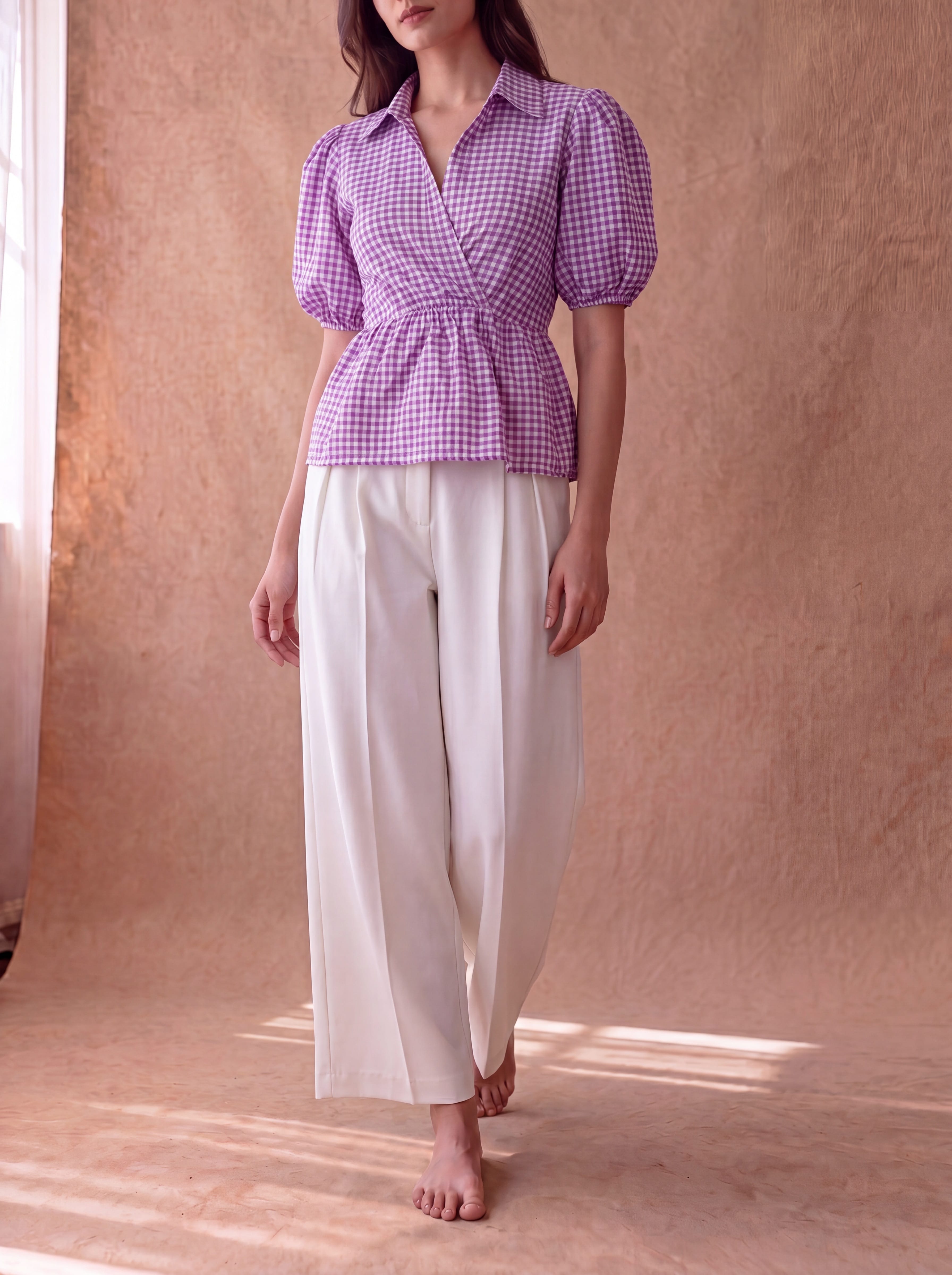 Purple Gingham Easy Breeze Top