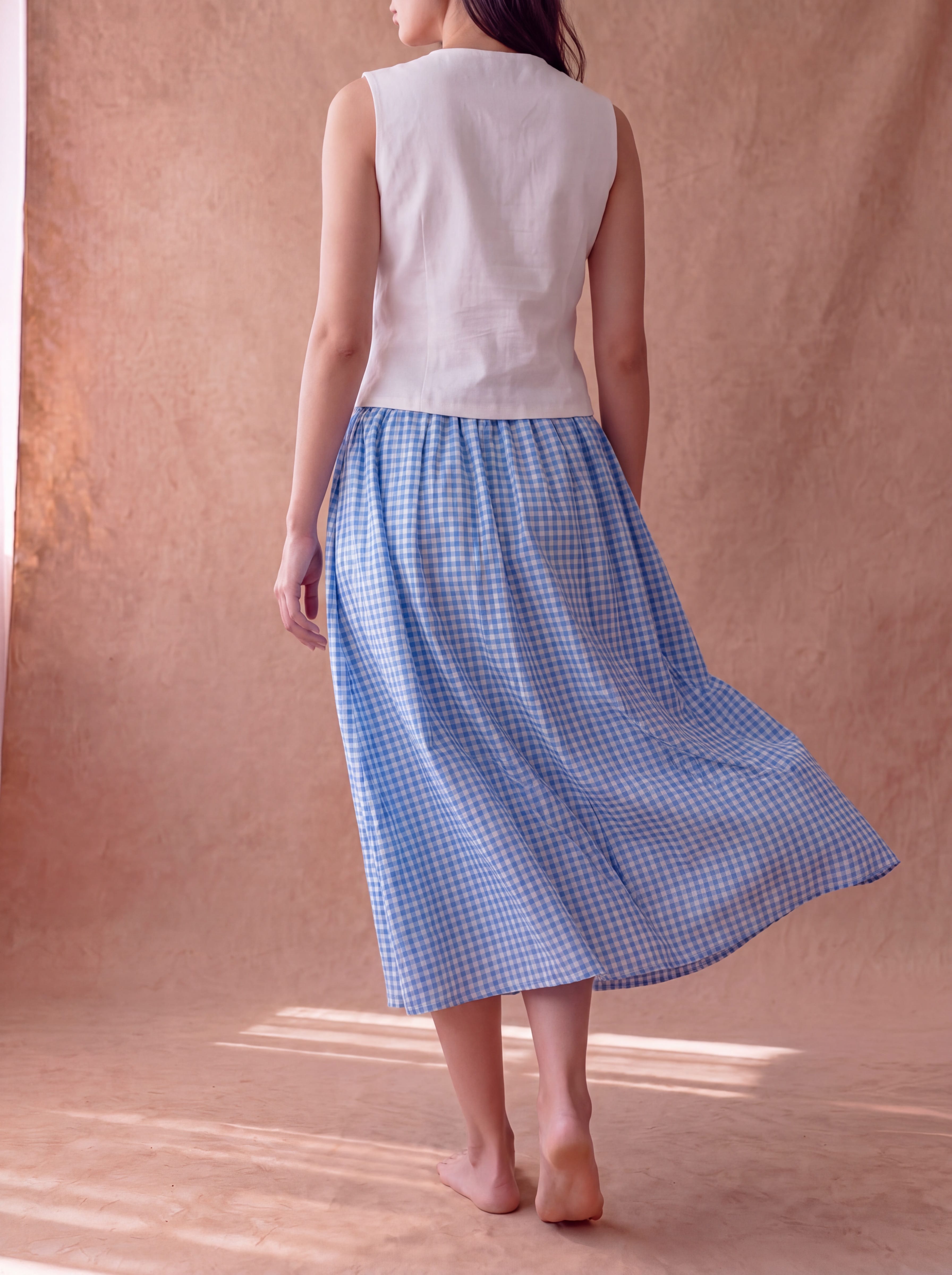 Blue Gingham Clear Skies Skirt