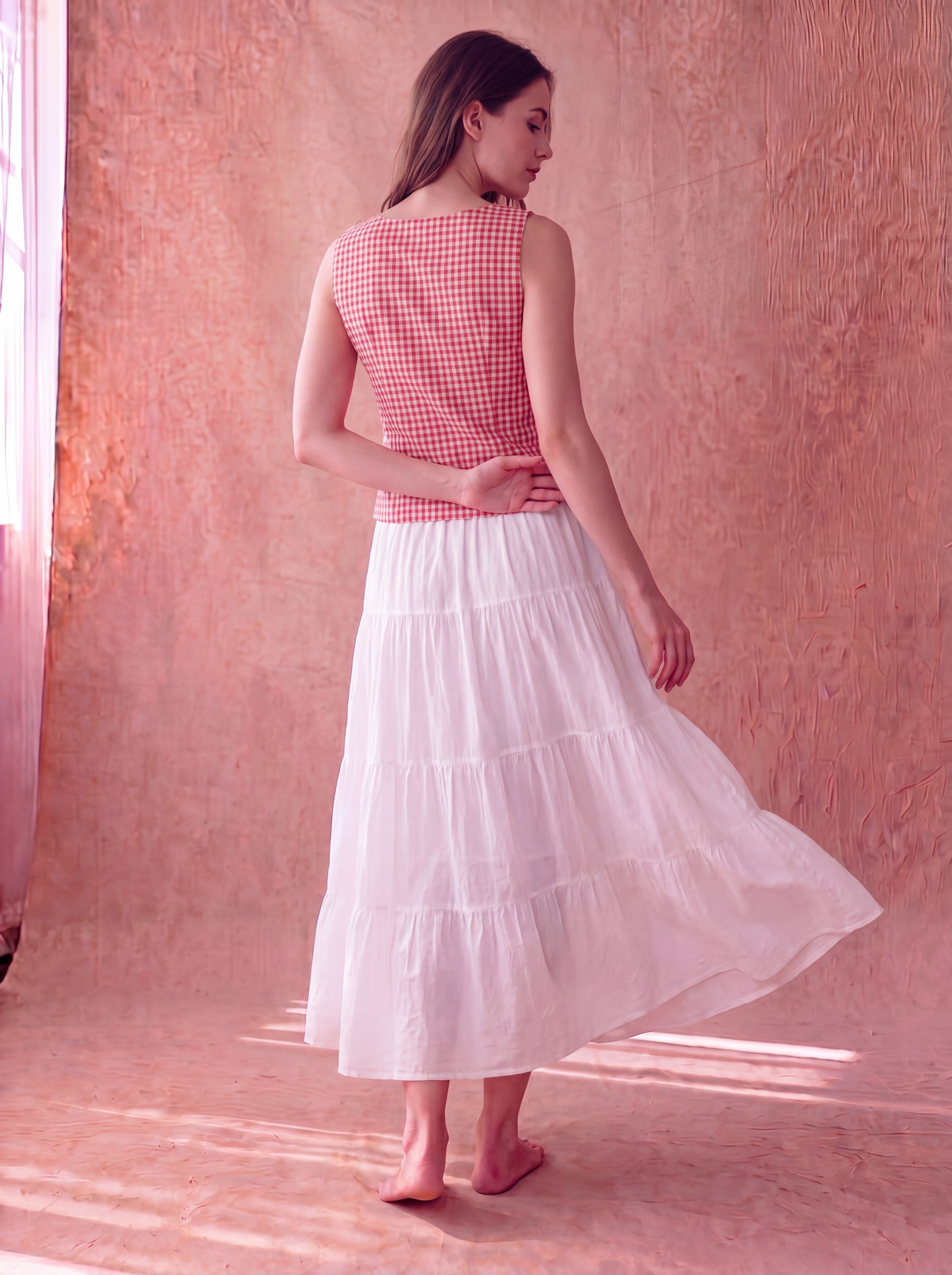 Red Gingham Athena Top