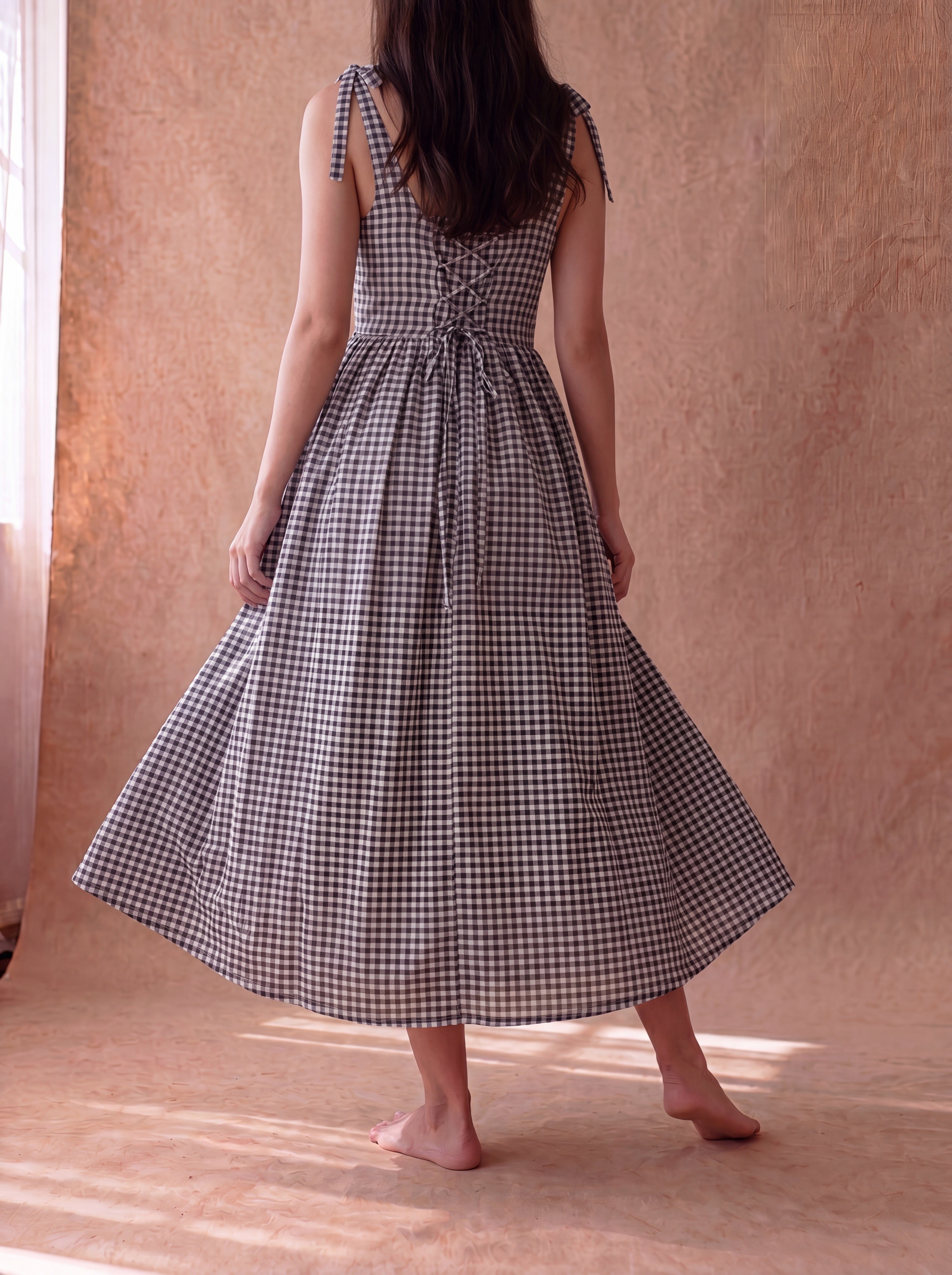 Black Gingham Biscoff Dress