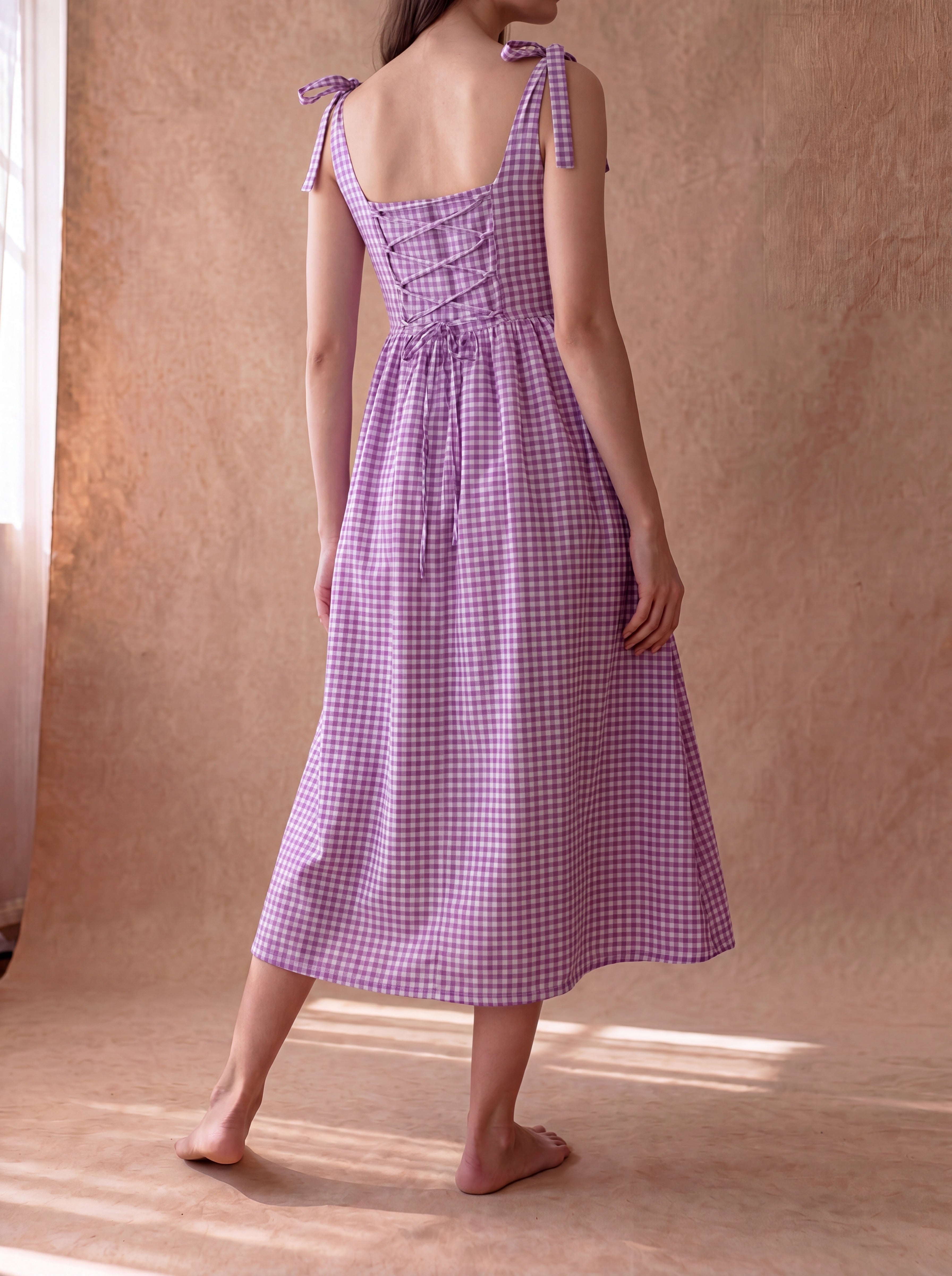 Purple Gingham Biscoff Dress