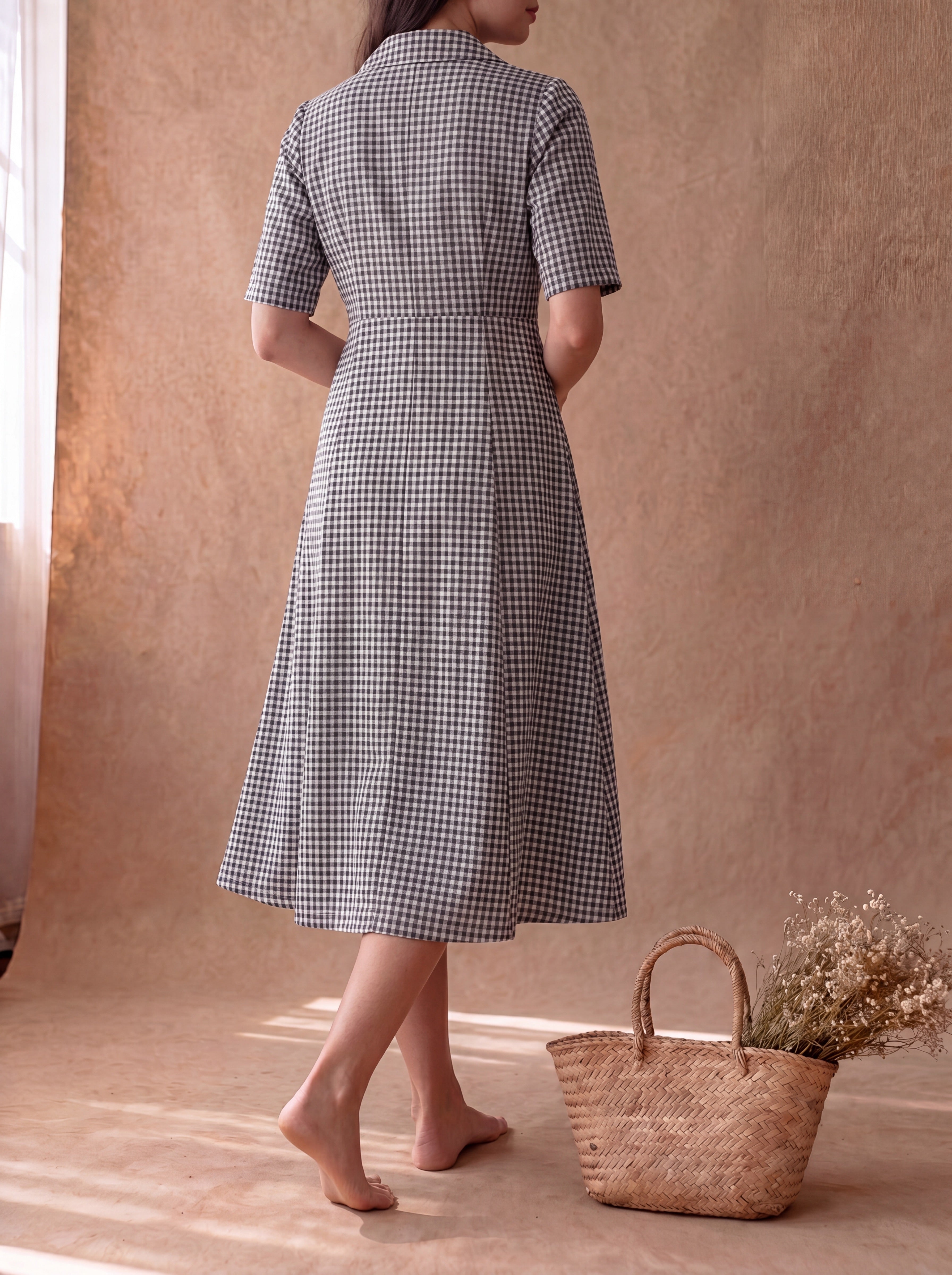 Black Gingham Taffy Dress