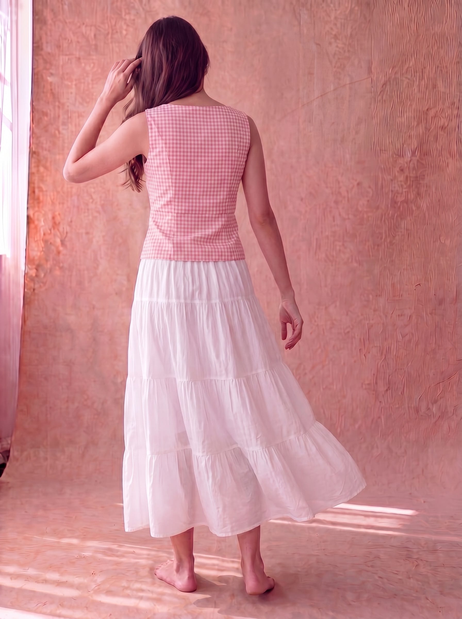 Pink Gingham Athena Top