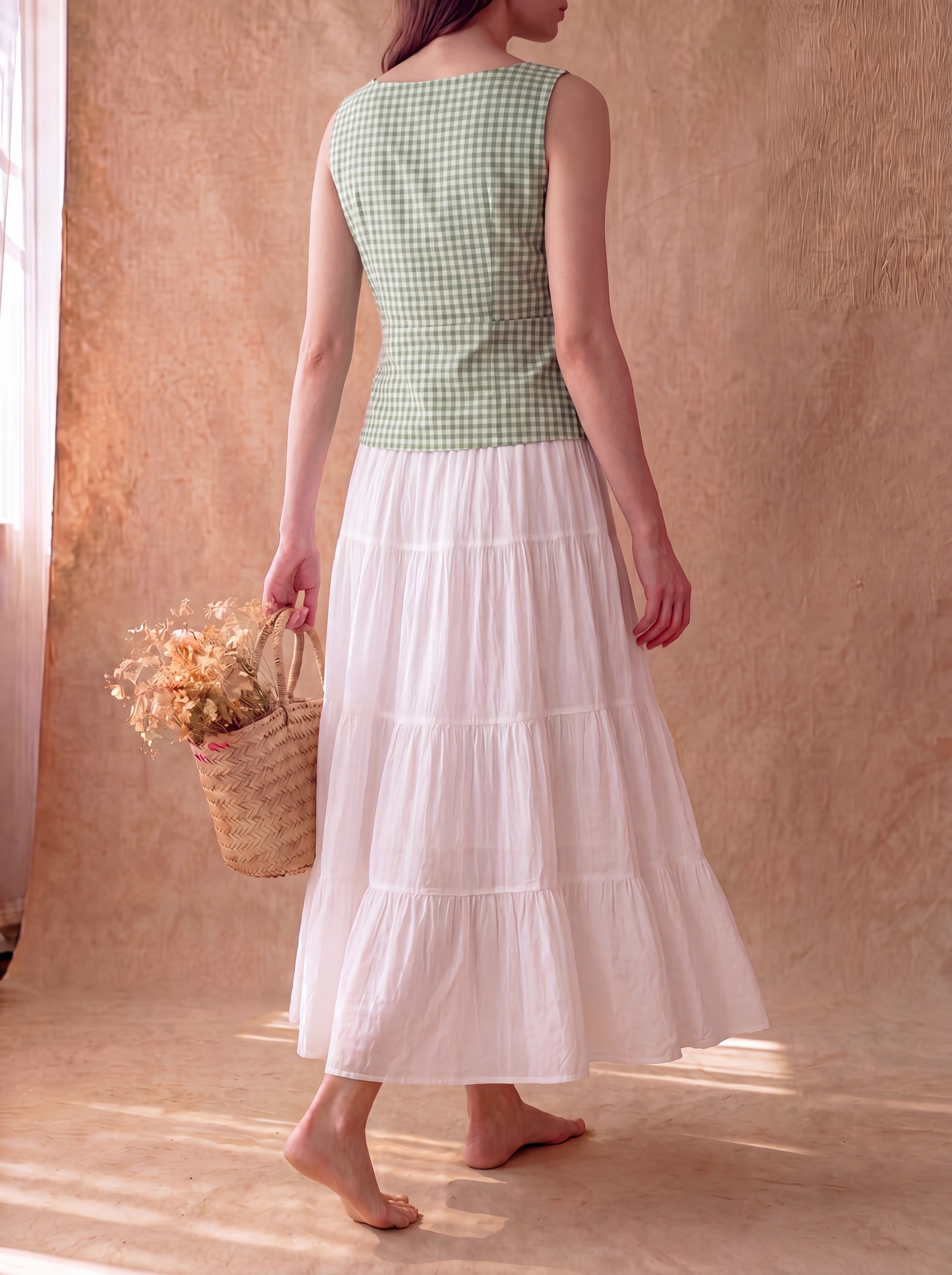 Green Gingham Athena Top
