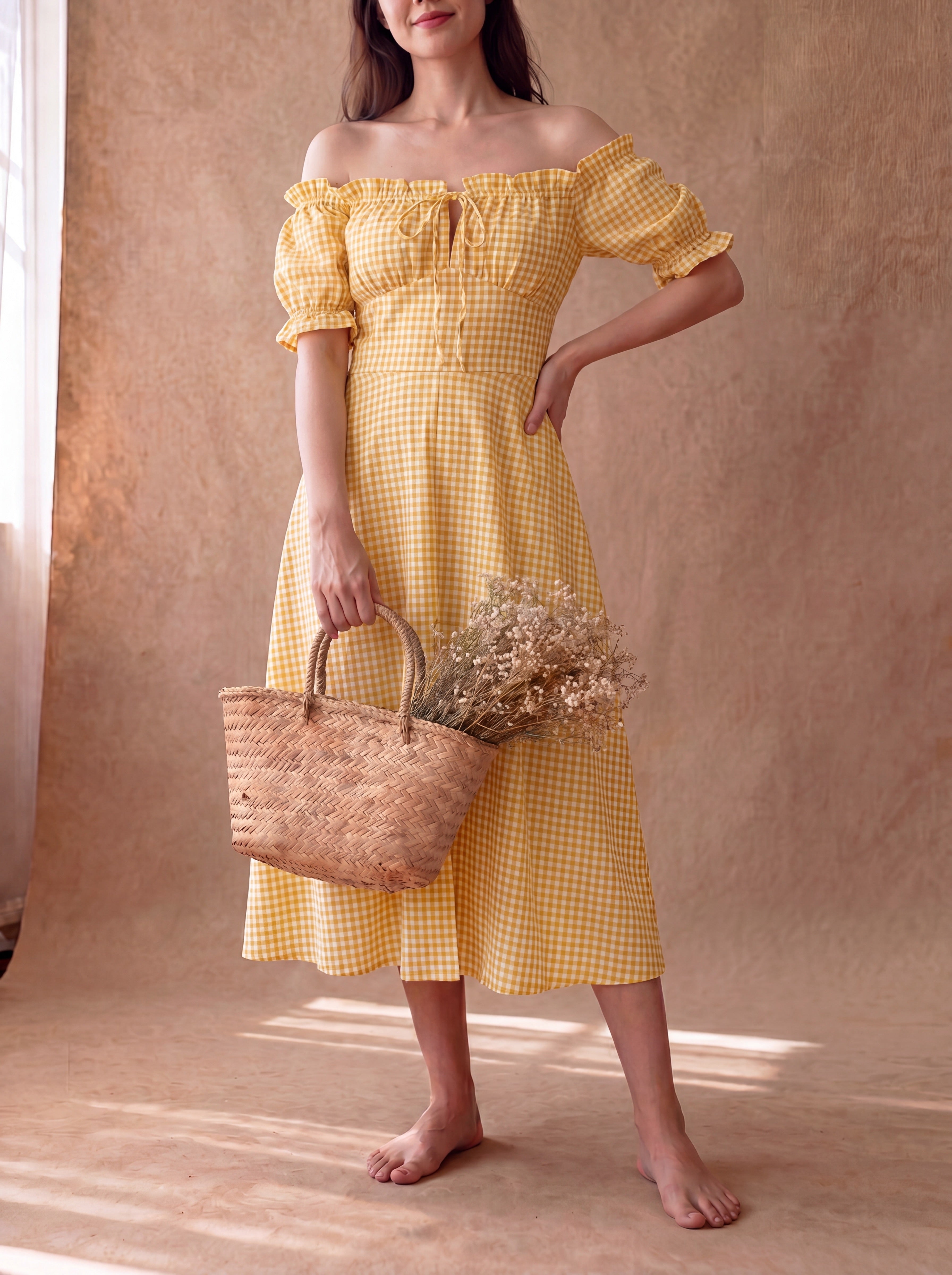 Yellow Gingham Renee Dress