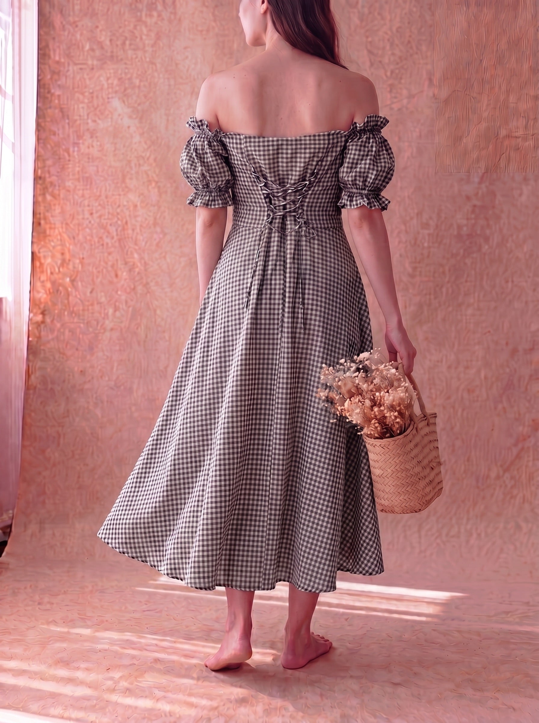 Black Gingham Renee Dress