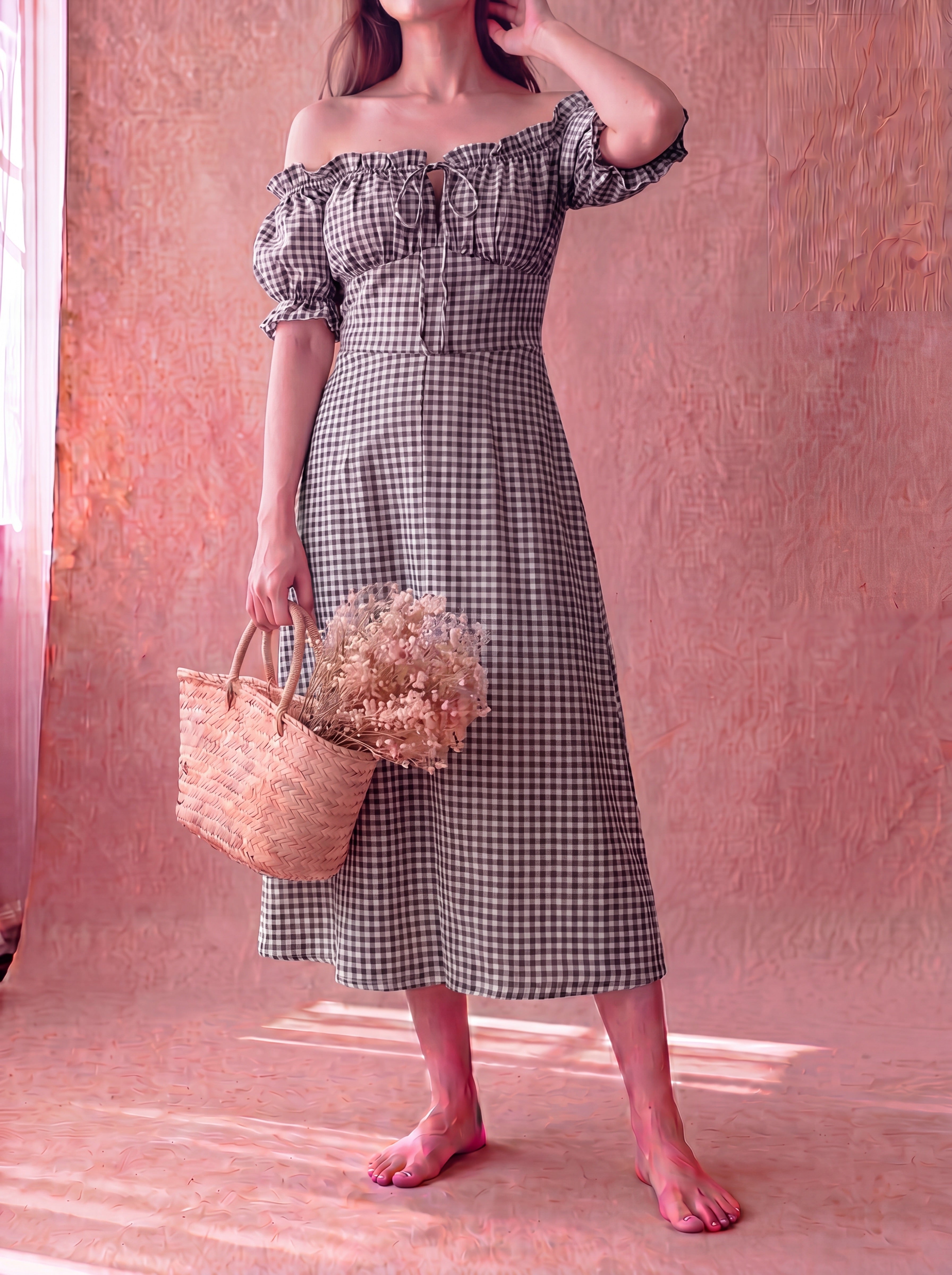 Black Gingham Renee Dress