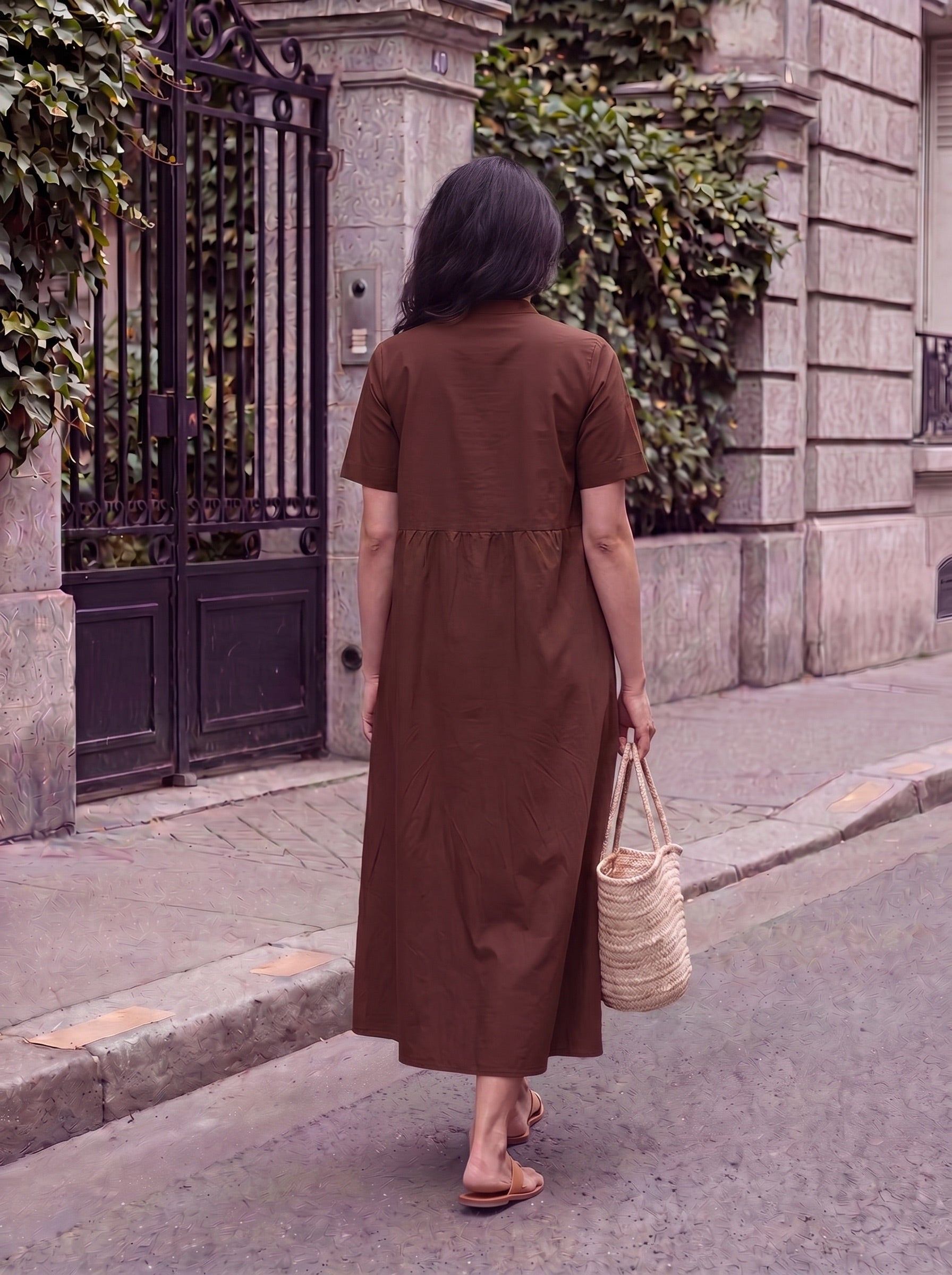 Nysa Pintuck Pleated Midi Dress