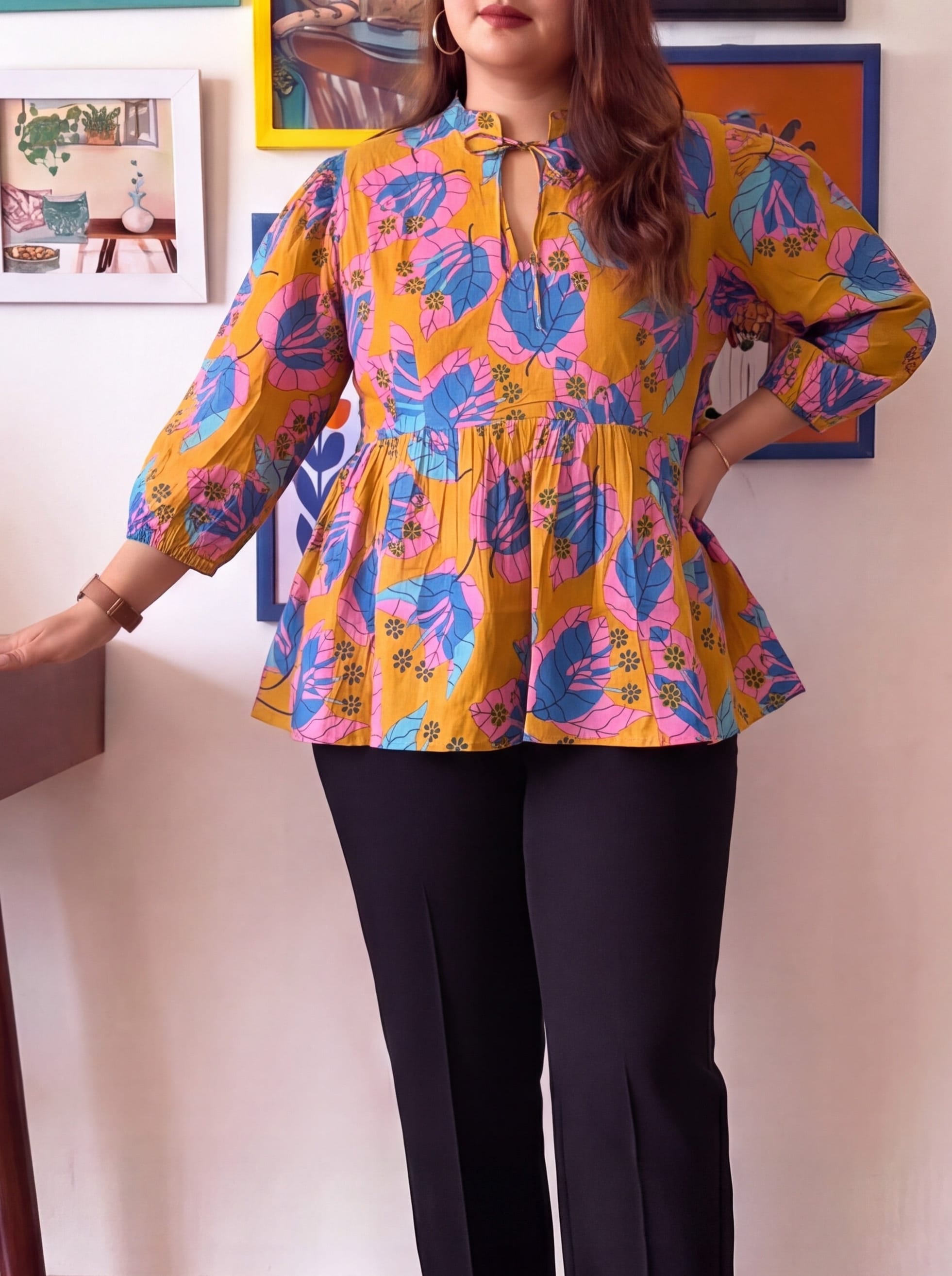 Printed Mandarin Top