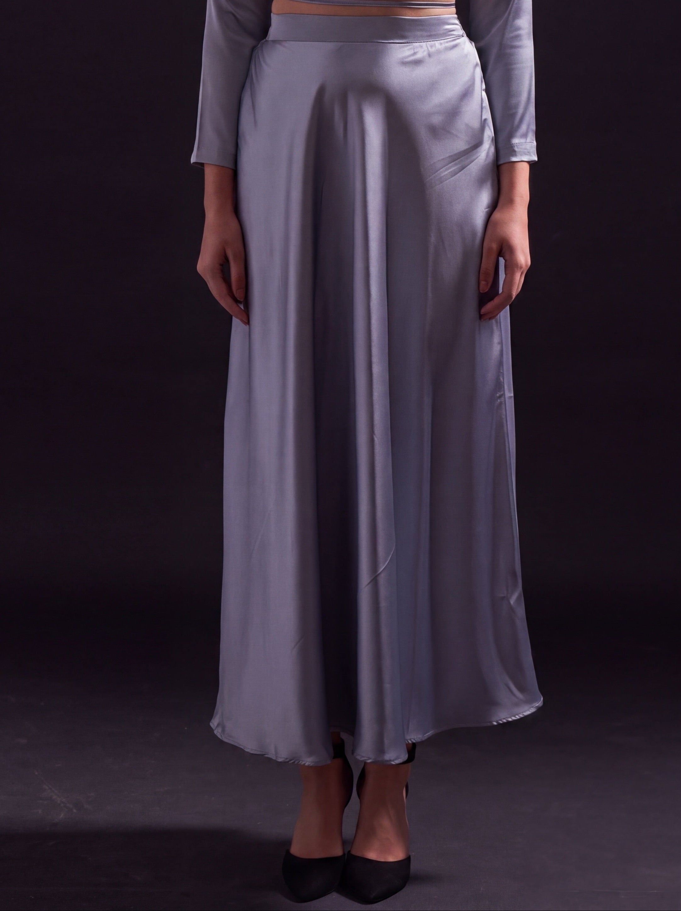 Grey Satin Skirt